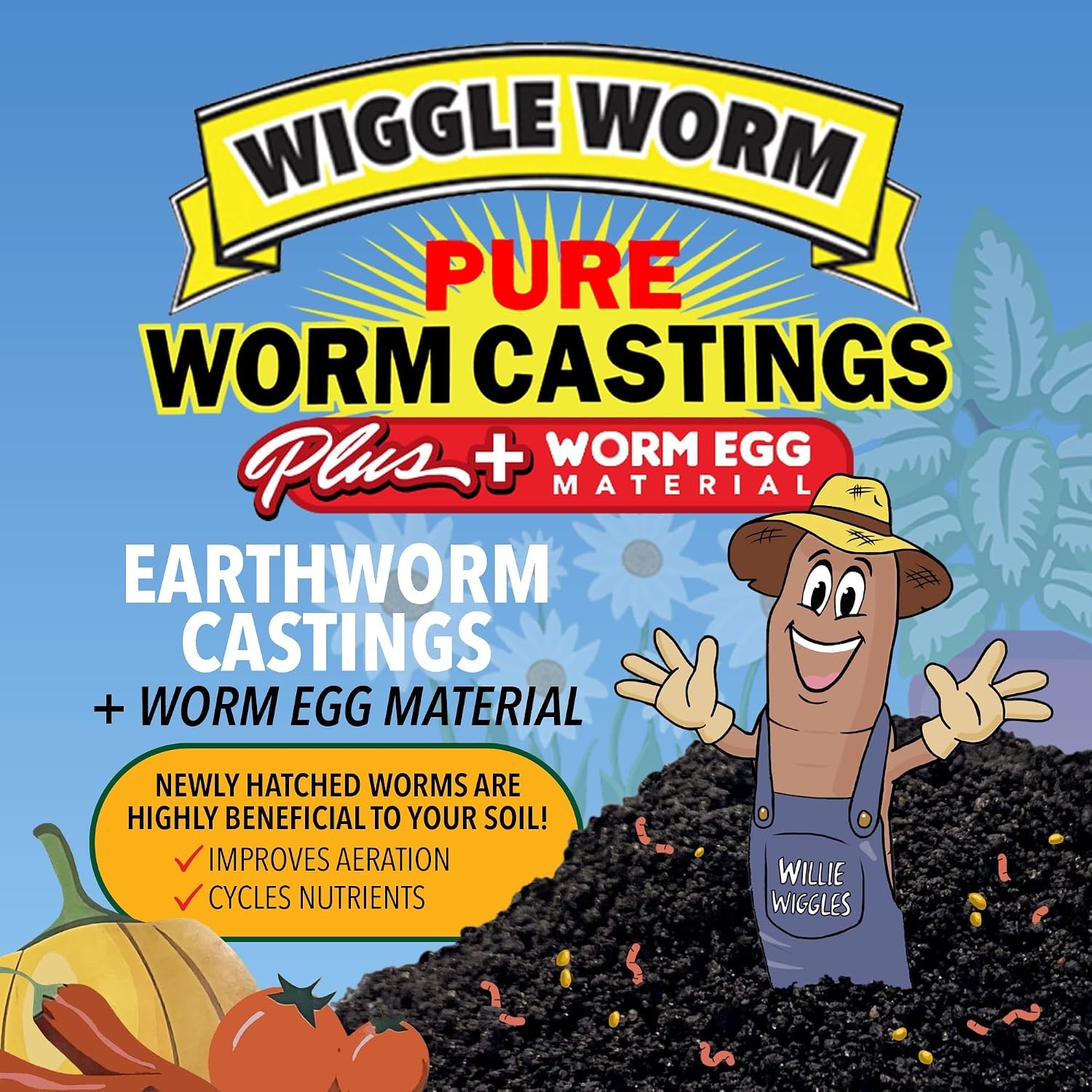 100% Pure Worm Castings Plus Worm Egg Material 40lbs Fertilizer & Soil Amendment