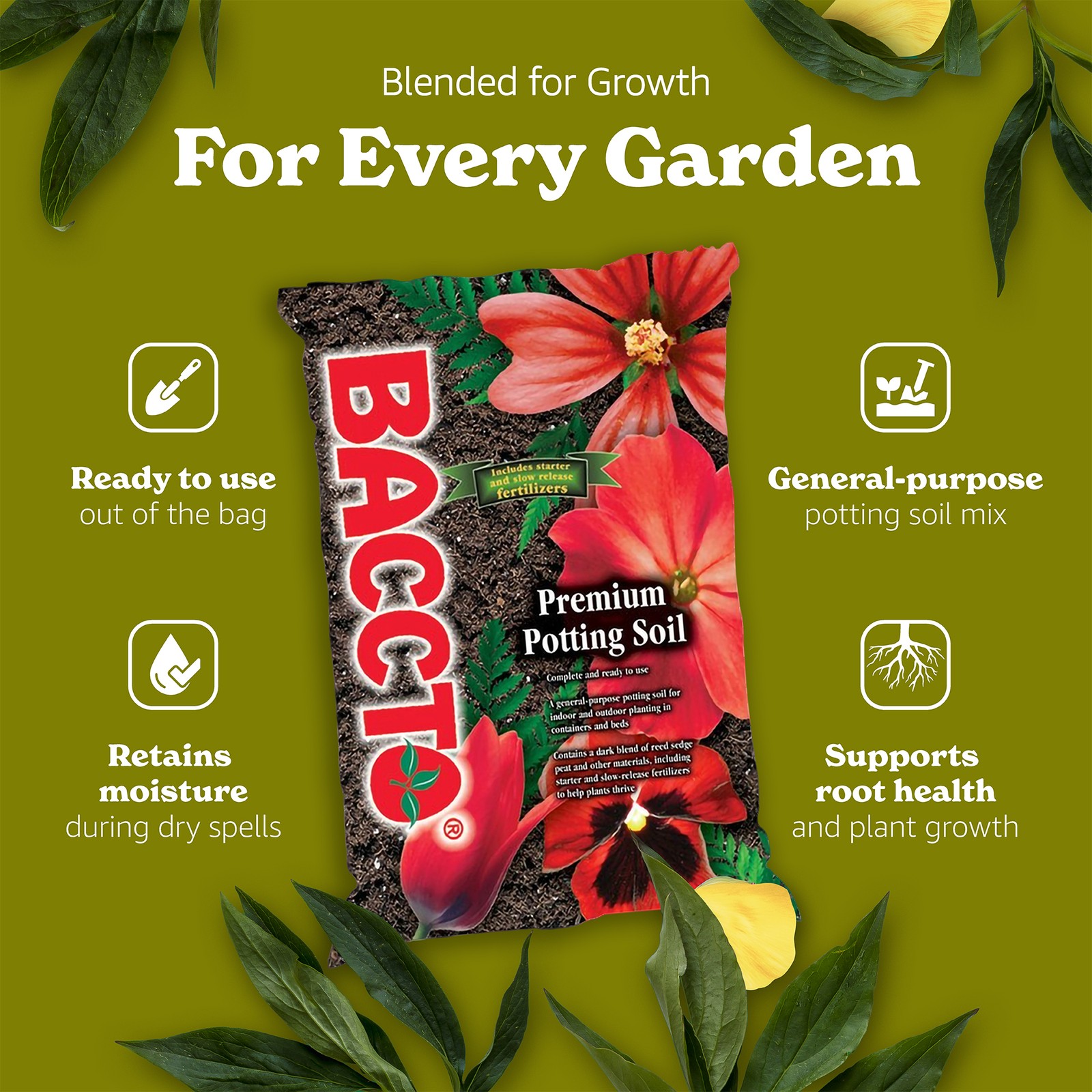 Michigan Peat Baccto All Purpose Premium Potting Soil with Perlite, 25 Pounds