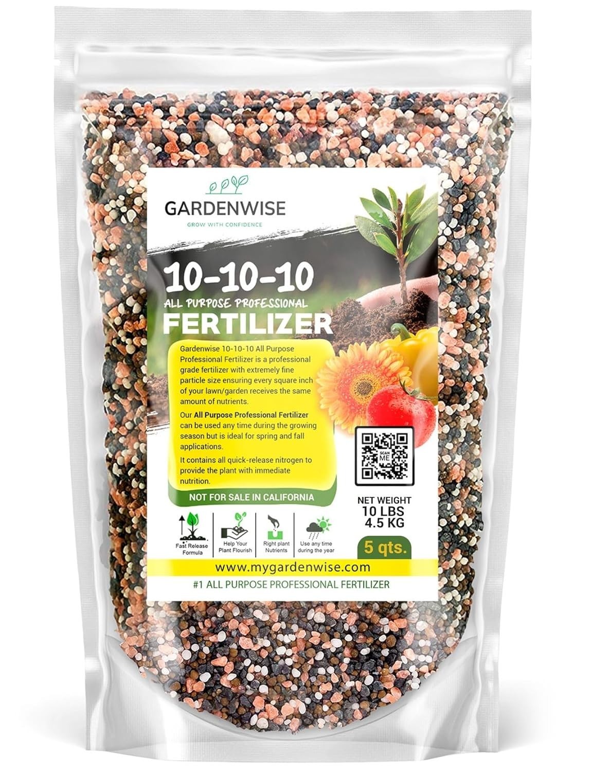 10-10-10 Slow Release Granular Fertilizer for Healthy Gardens – 5 Quarts