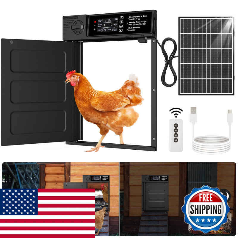 Pet Deluxe Automatic Chicken Coop Door Large Size Solar Powered Coop Door