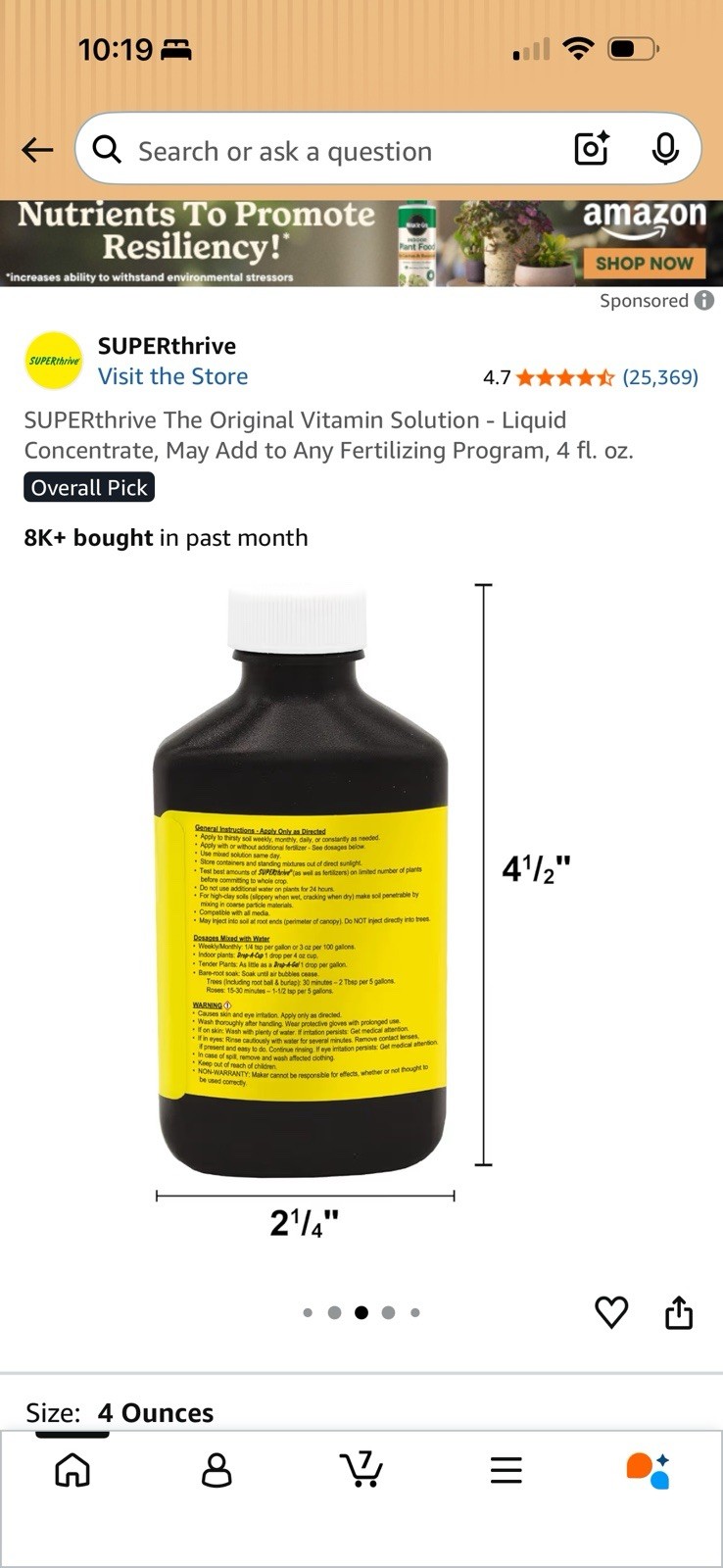 SuperThrive 4 oz Fertilizer Plant Food Garden Vitamin Supplement