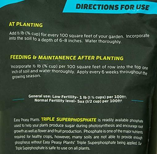 Triple Super Phosphate 0-46-0 Easy Peasy Plants 99% pure (5lb) Assorted Sizes