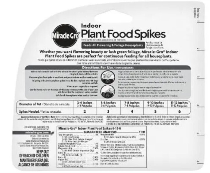 $ NEW MIRACLE-GRO 48 INDOOR PLANT FOOD SPIKES FERTILIZER HOUSE PLANTS