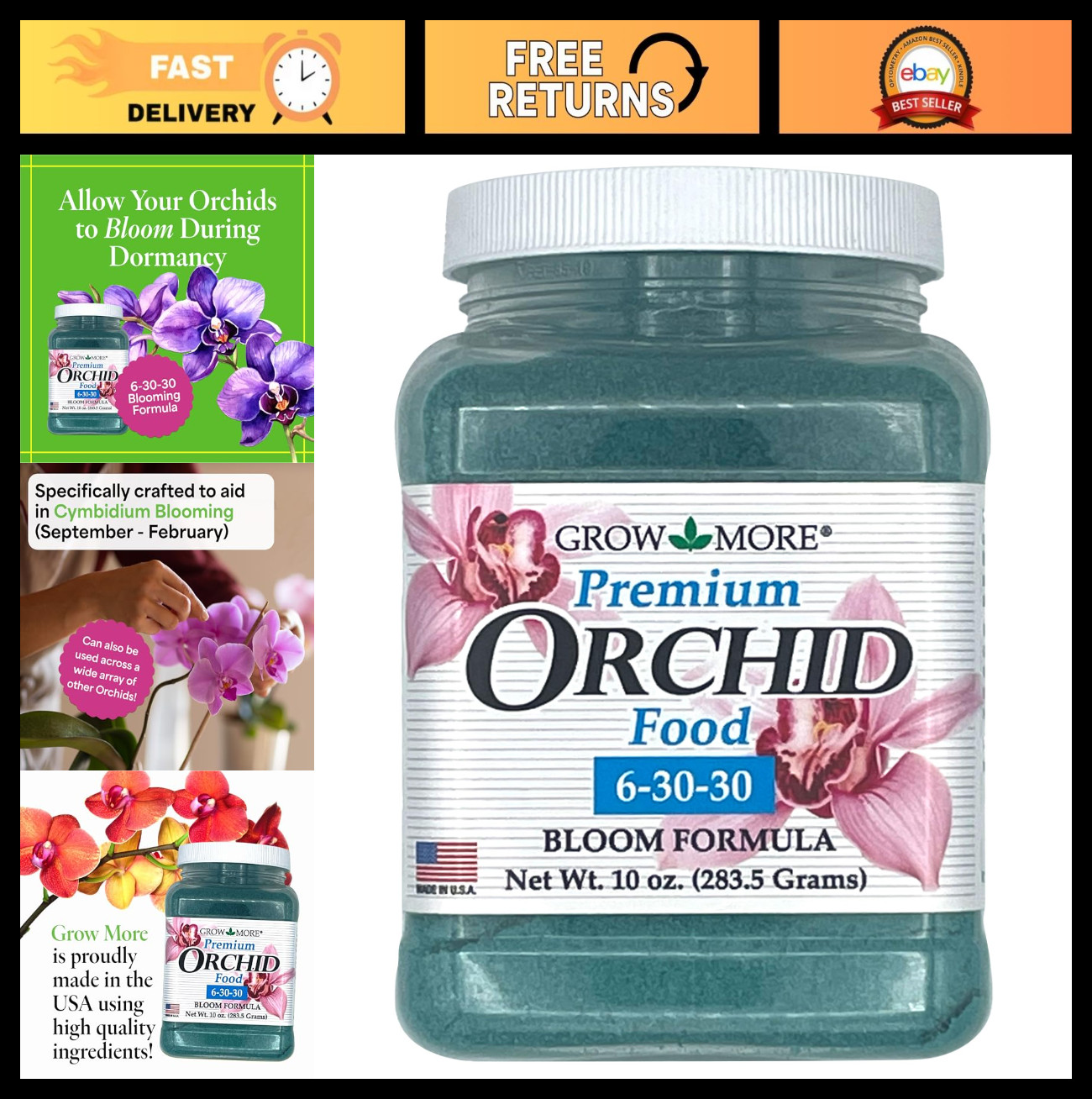 Premium Orchid Food Fertilizer 6-30-30 – 10oz Water Soluble for Vibrant Blooms