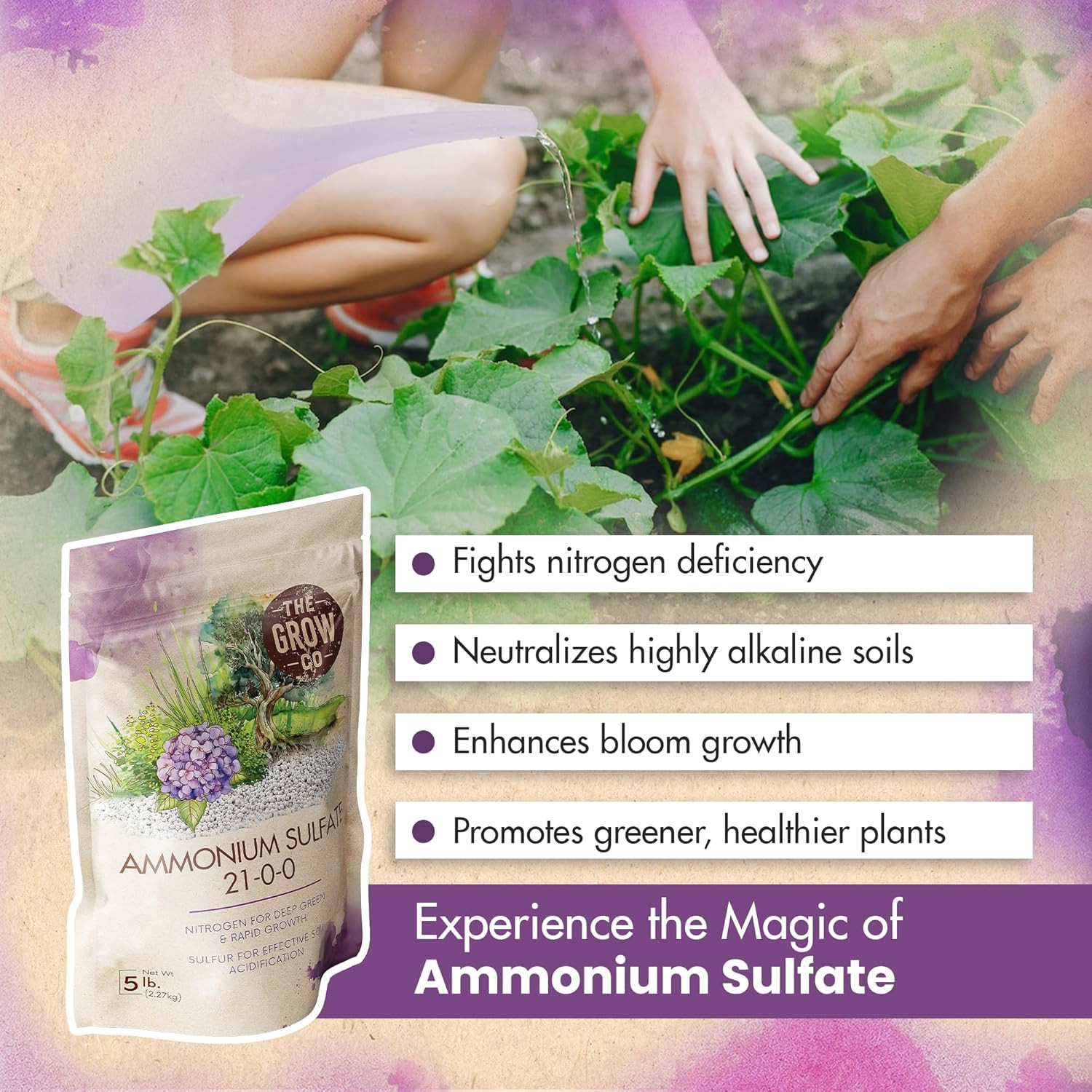 Ammonium Sulfate 21-0-0 Fertilizer, High Nitrogen for Rapid Plant Growth & Deep