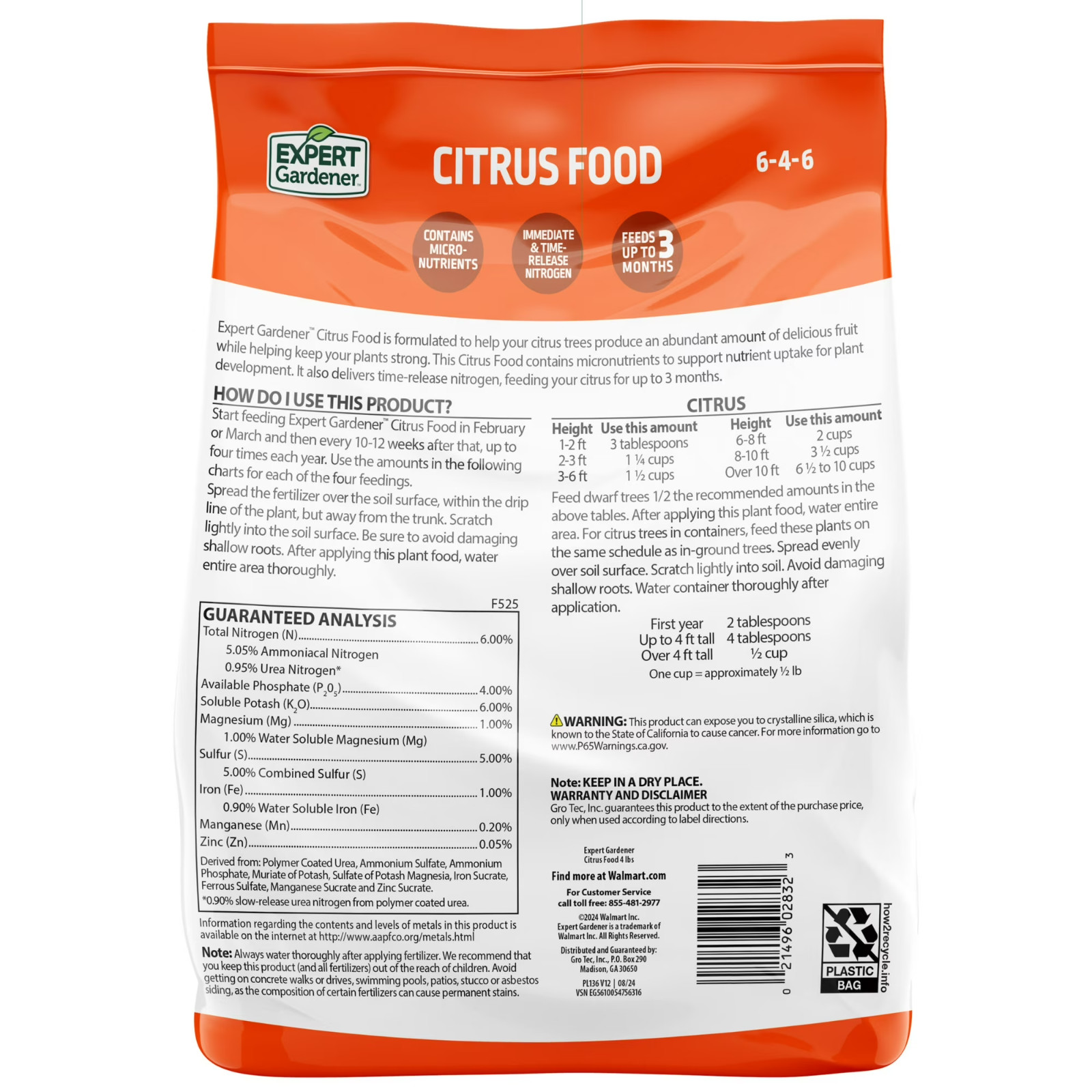Citrus Fertilizer 6-4-6 Lemon Lime Orange Tree Plant Food 4/8Lb Expert Gardener
