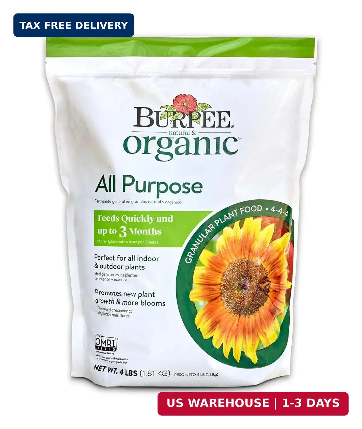 Burpee Natural Purpose Granular 4-Lb Organic Food for Growing Strong Plants | Go