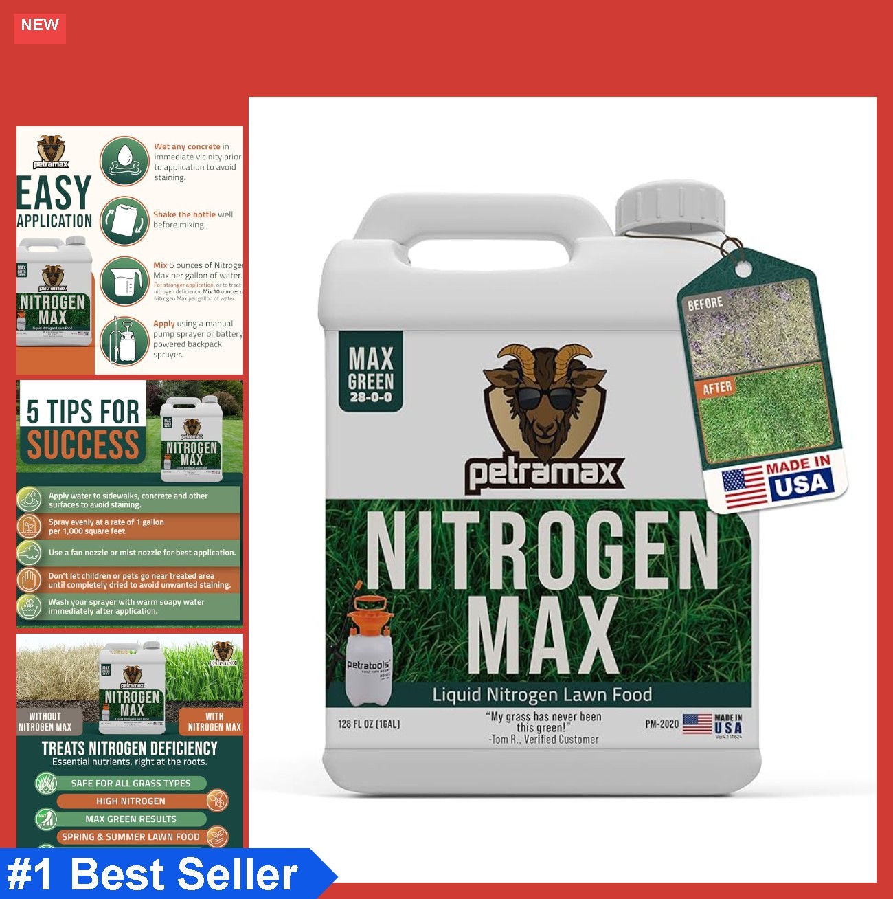 Liquid Nitrogen Fertilizer 28-0-0 NPK 1 Gallon Spring Summer Lawn Grass Food