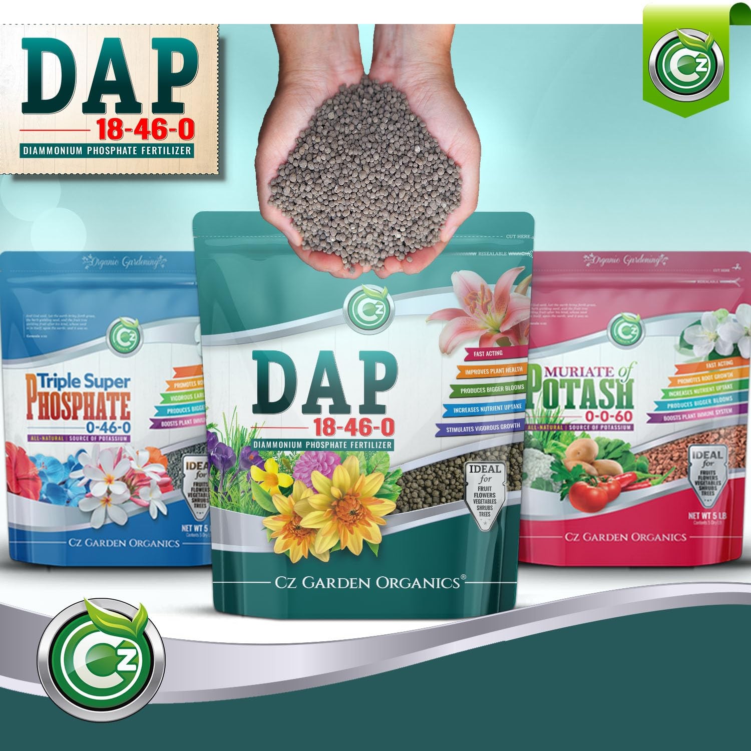 18-46-0 DAP Fertilizer – Made in USA – Nitrogen and Phosphorus Plant Food for In
