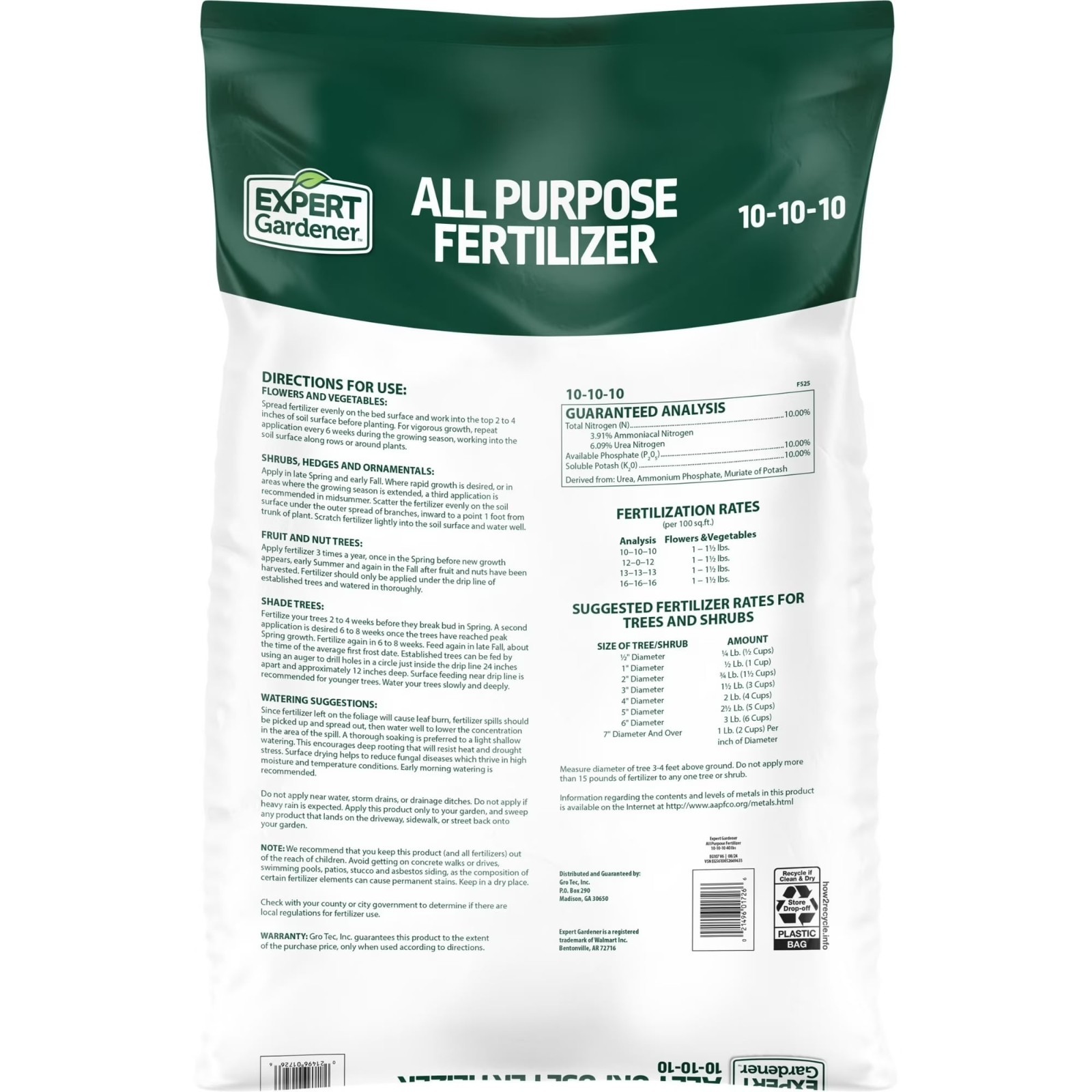 (2 pack) Expert Gardener All Purpose Plant Fertilizer, 10-10-10 Fertilizer, 40lb
