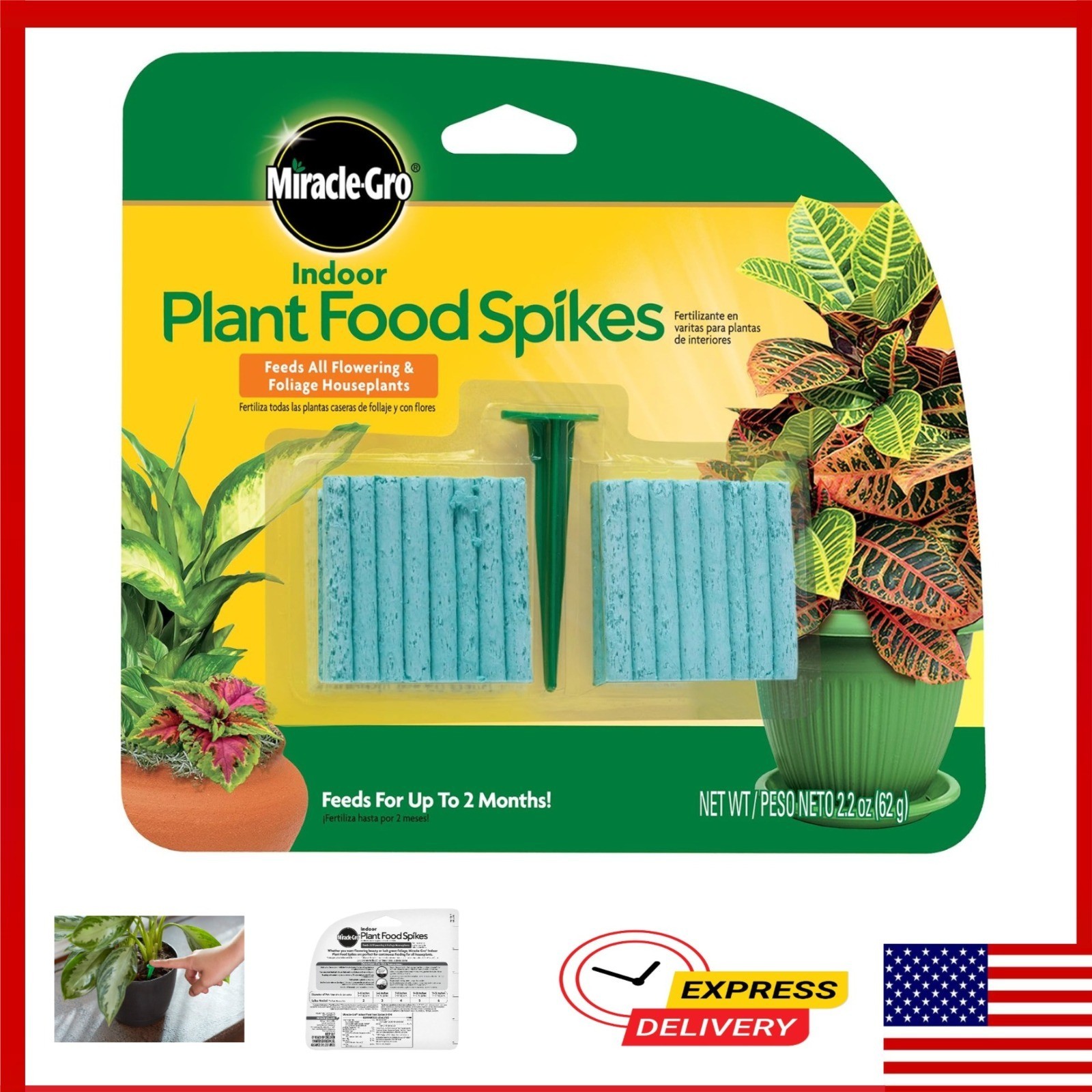 Miracle-Gro Indoor Plant Food Spikes 48 Count NPK 6-12-6