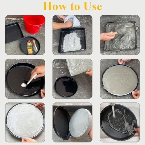 Round Stepping Stone Molds, 4 Size Cement Paver Molds for Concrete 12.7” 13.2”