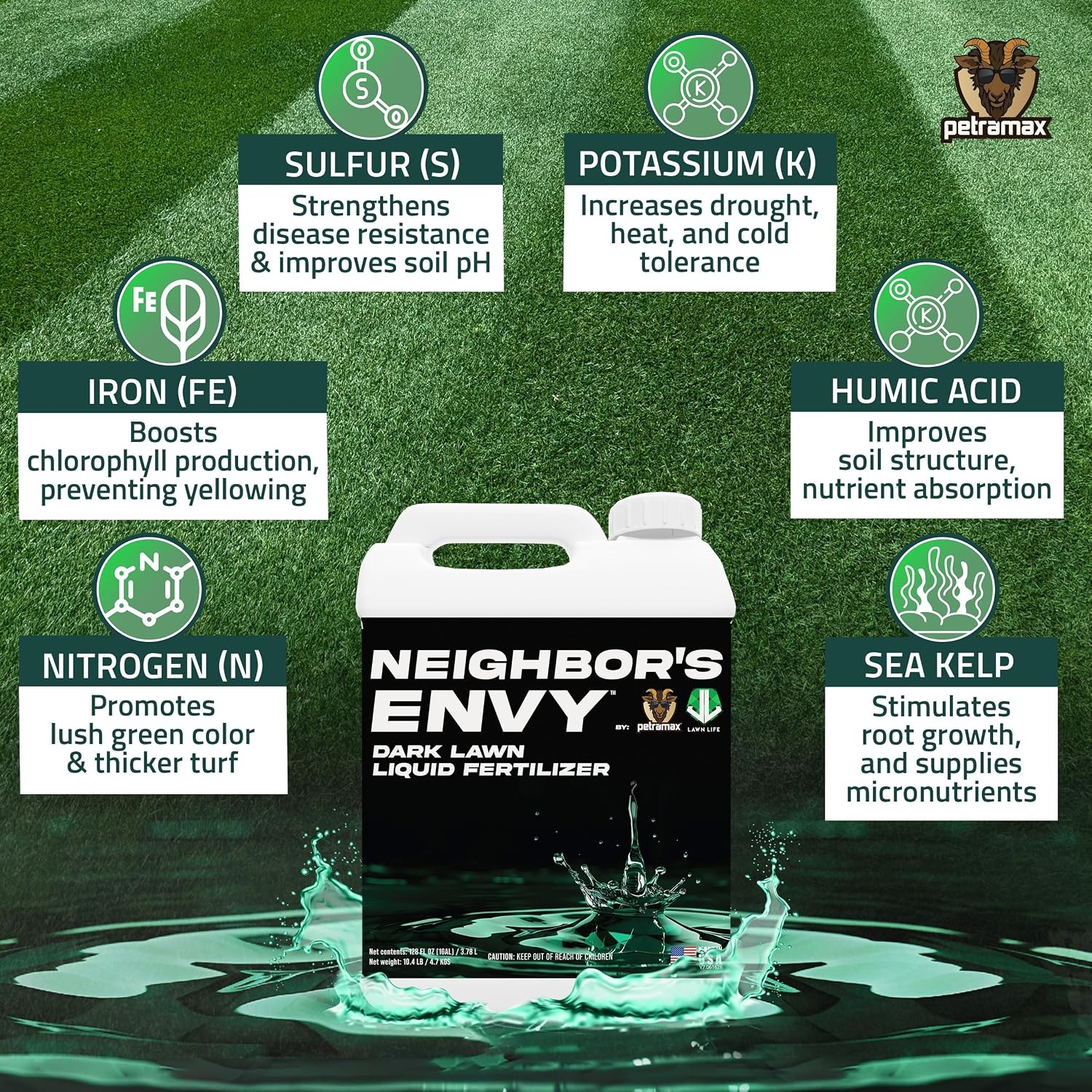 Neighbor’s Envy Grass Fertilizer Lawn & Garden 1 Gallon Covers up to 16,000