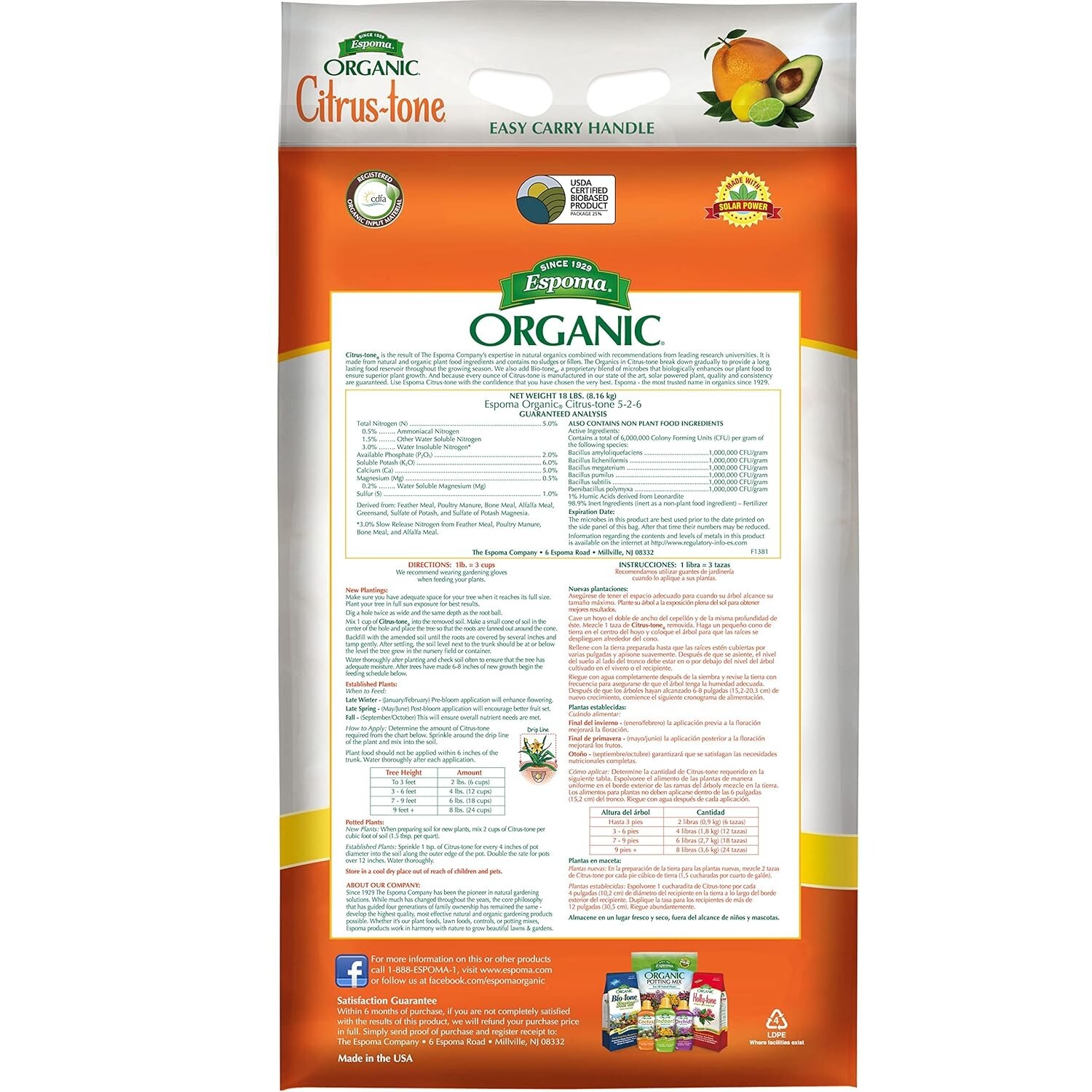 Espoma CT18 Citrus Tone 18 Lb Natural Organic Orange Lemon Lime Food Fertilizer