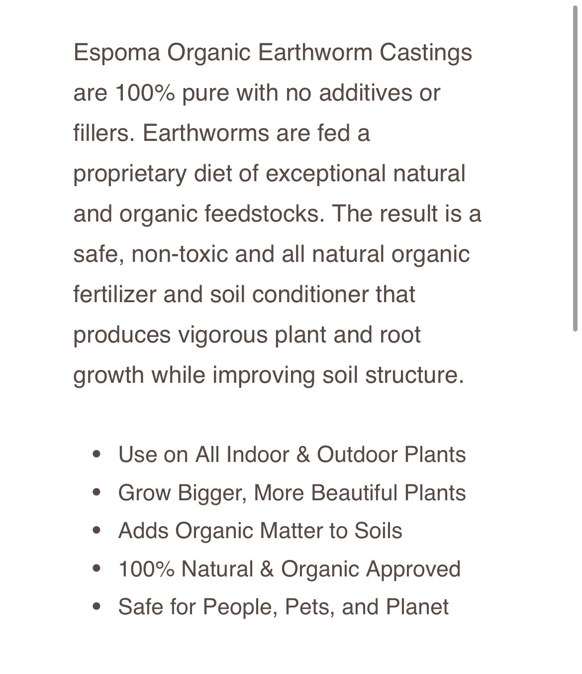Espoma Organic Earthworm Castings 4 Quart