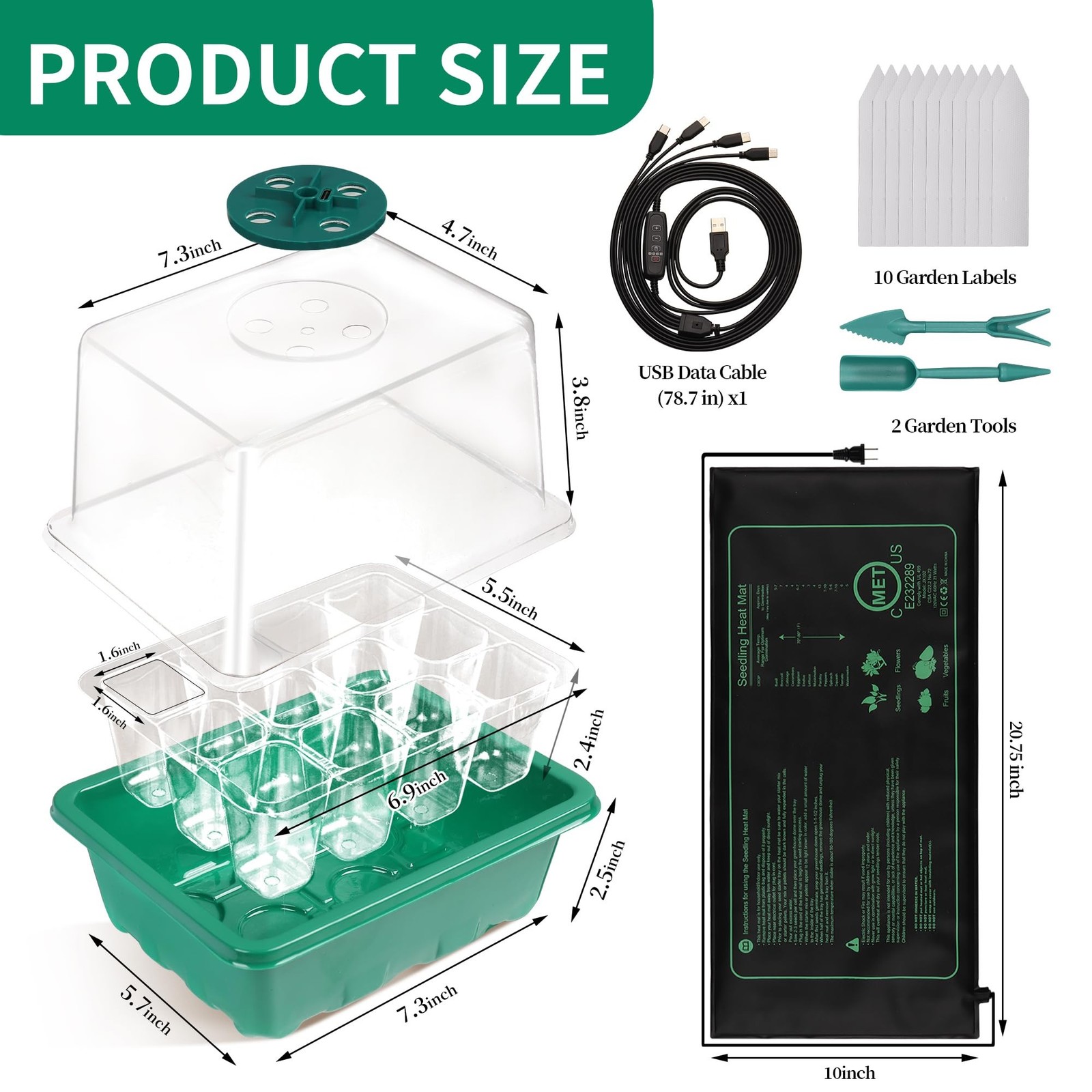 4-Pack Seed Starter Tray with Grow Light and Heat Mat, 48 Cells Seed Starter …