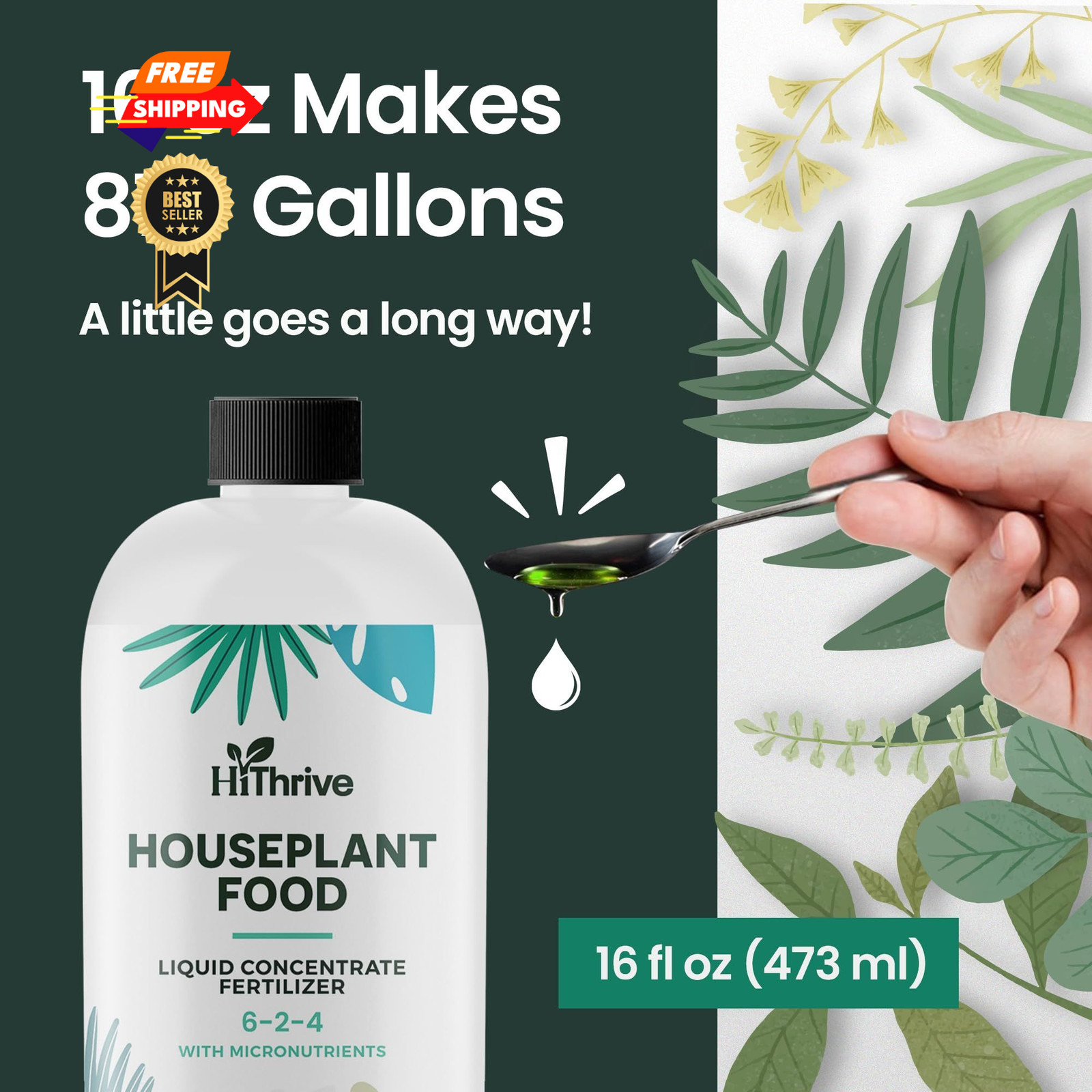 16oz Houseplant Fertilizer, All Purpose Indoor Plant Food – 16 oz (1 Pint)