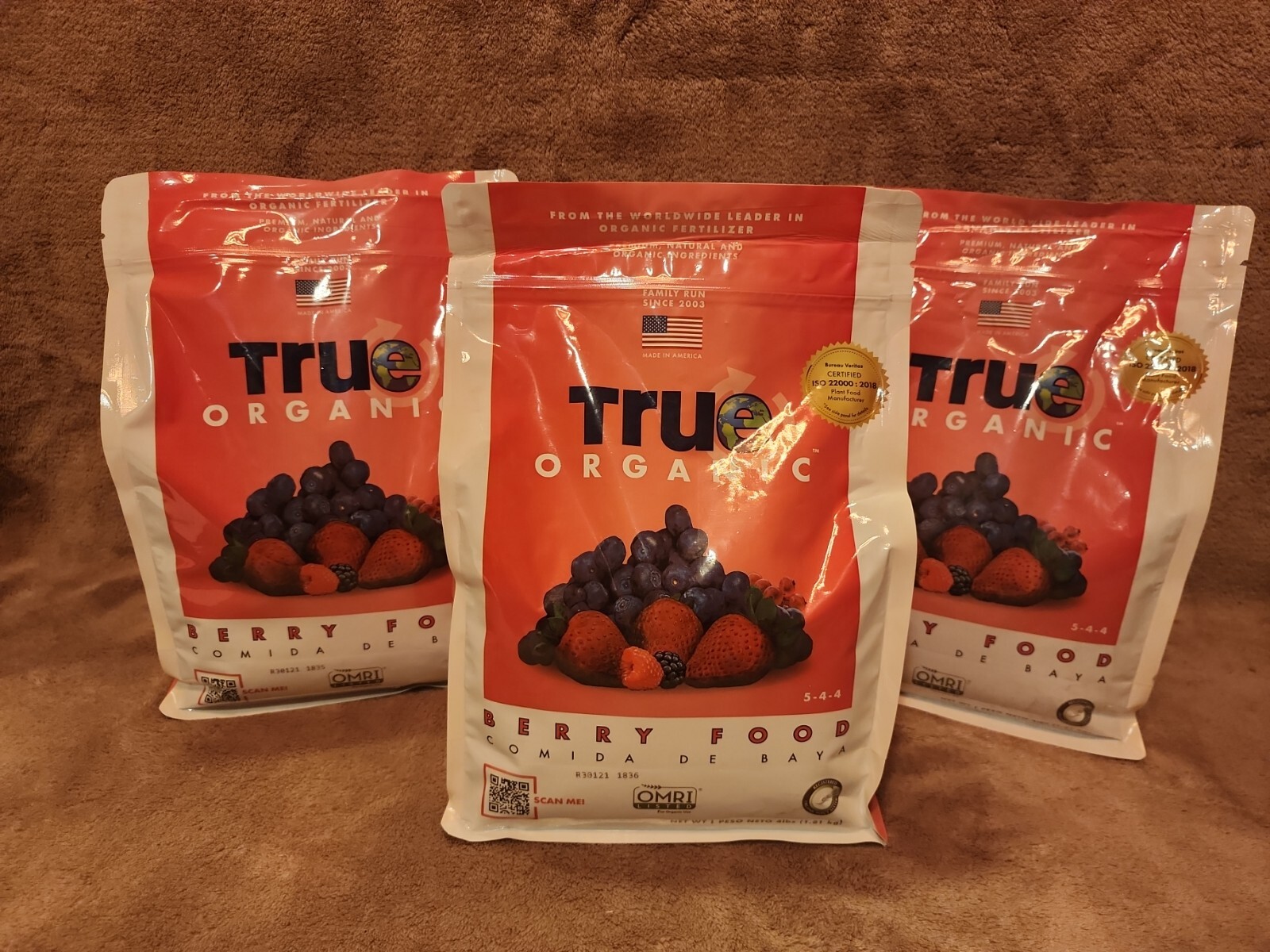 Lot of 3: True Organic Berry & Fruit Food CDFA, OMRI, Organic Gardening, 4lbs
