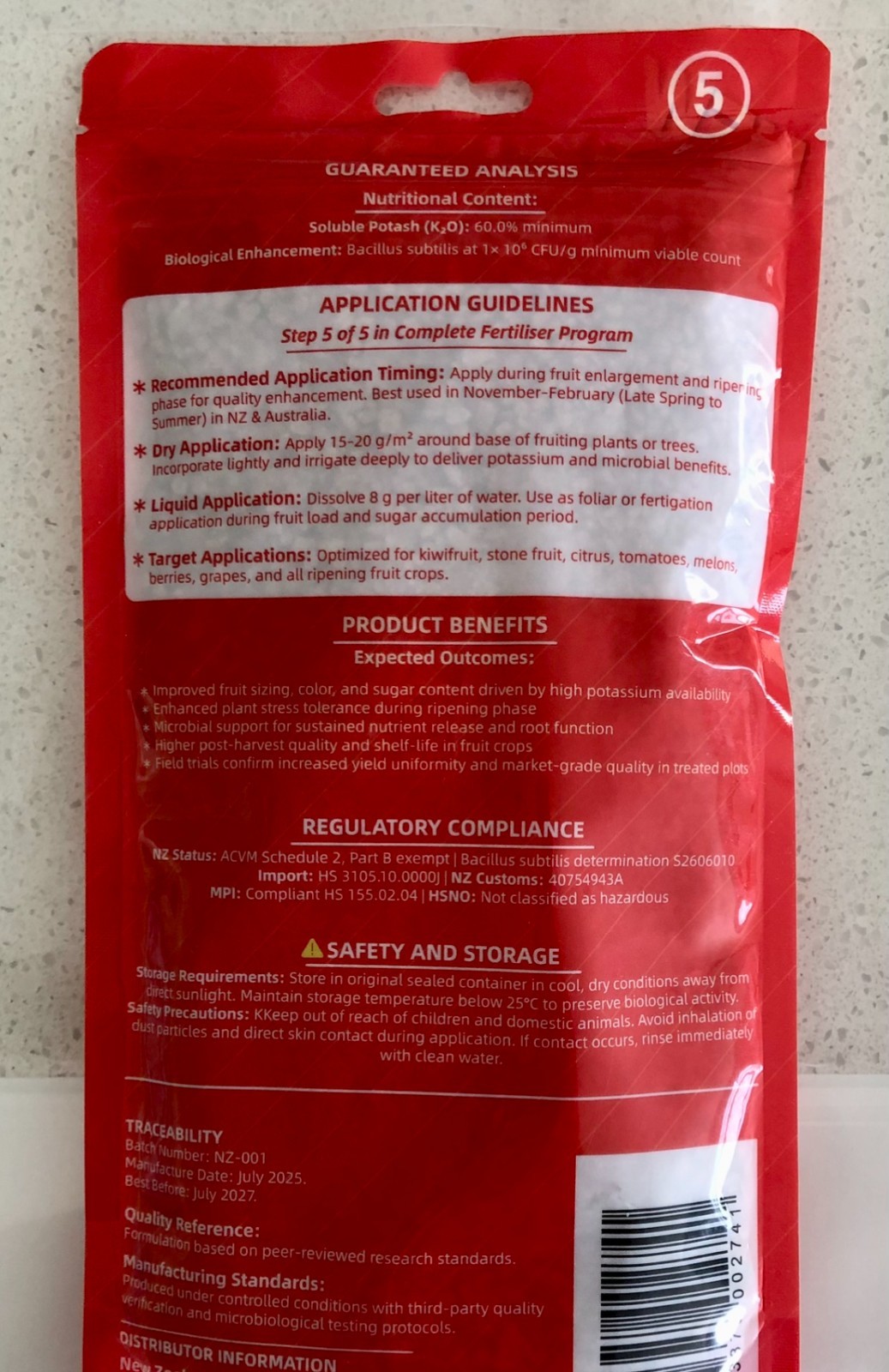 Fertiliser K0:0:60 + B. subtilis – Super Boosts Fruit Ripening & Sweetness 500g