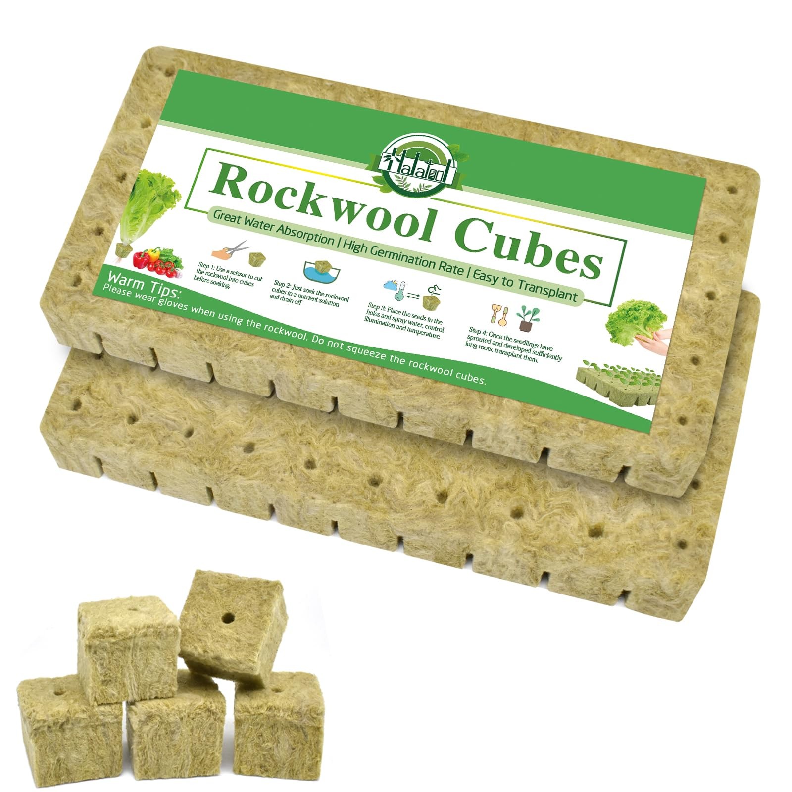 100PCS 1Inch Rockwool Cubes for Seed Starting, Hydroponics, and Cloning