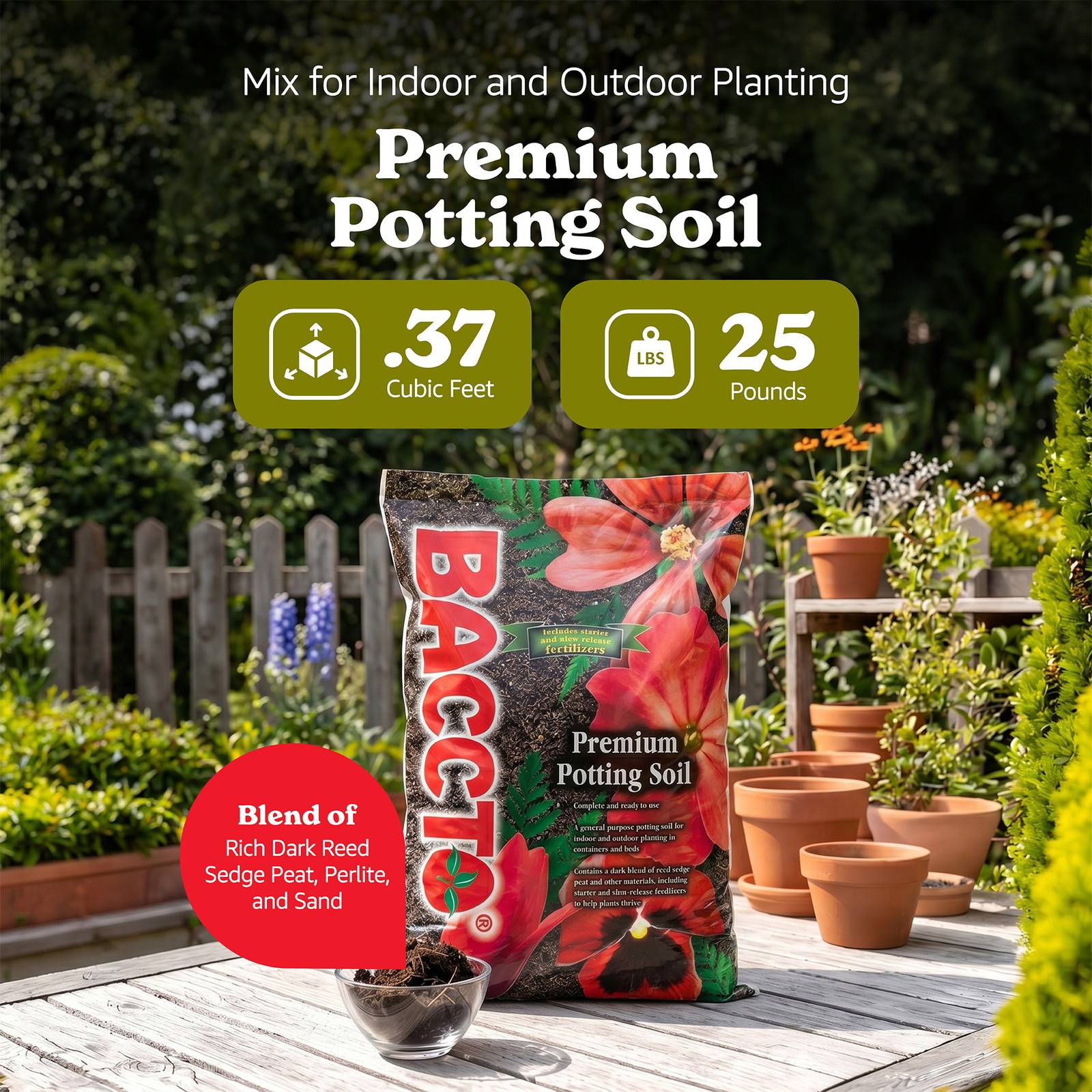 Michigan Peat Baccto All Purpose Premium Potting Soil with Perlite, 25 Pounds