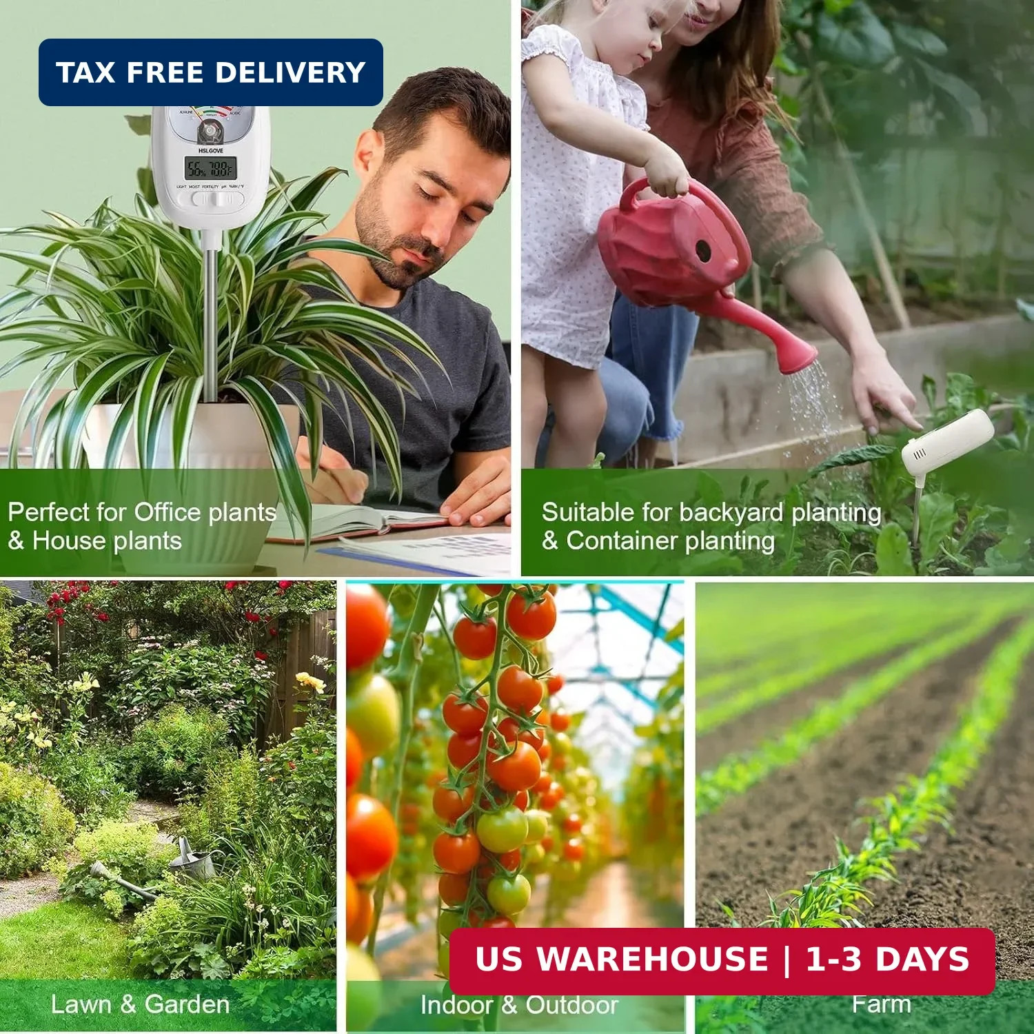 Soil Test Kit 7-in-1 PH Moisture Temp Fertility Meter Digital Garden Tool