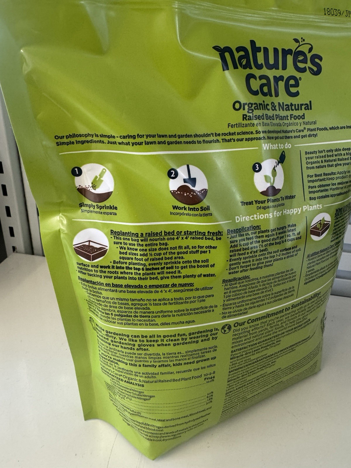 One – 3 lb Bag Miracle-Gro Nature’s Care Flower and Vegetable Food Single Bag