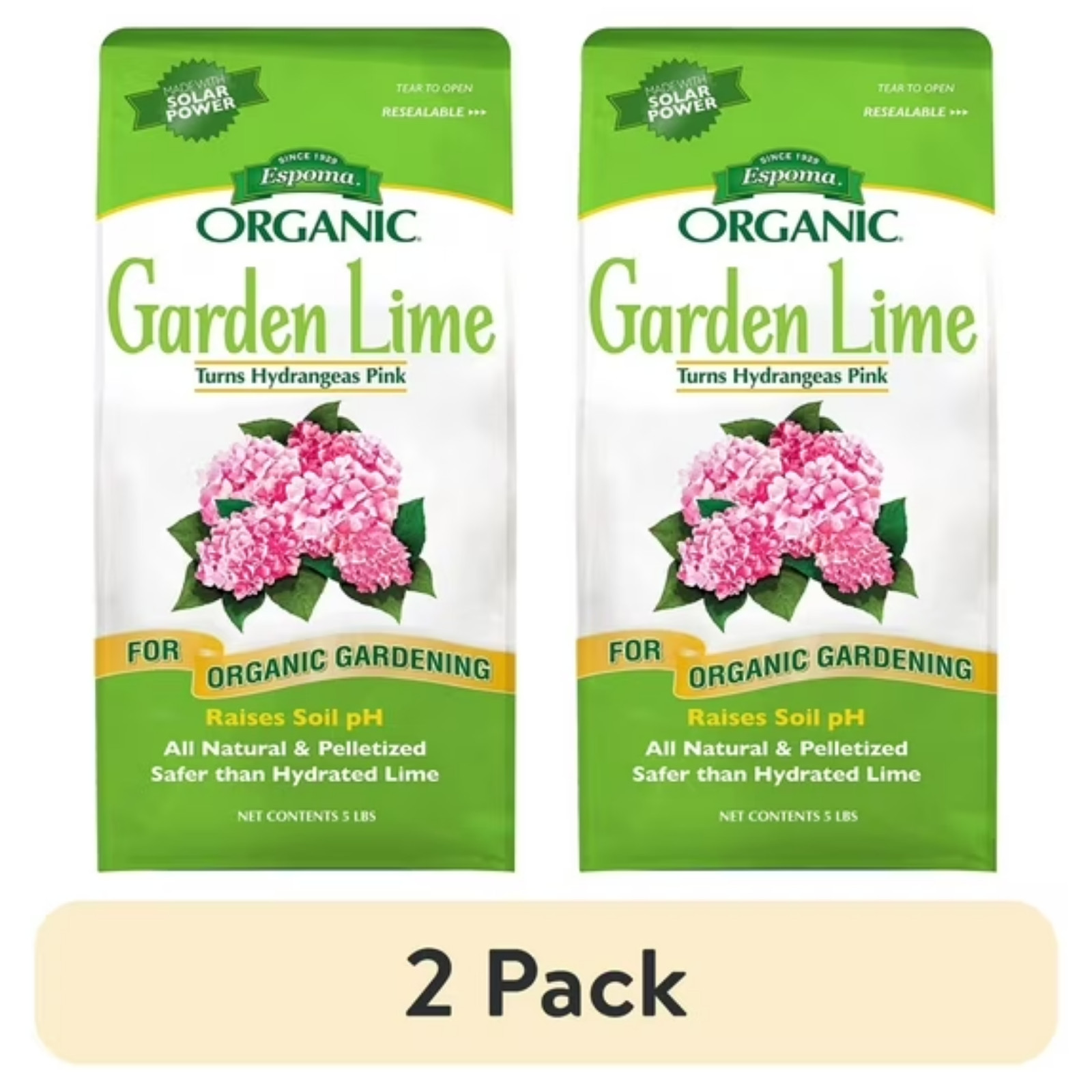 (2 Pack) Espoma Organic Garden Lime 5 lb Fertilizer Covers 135 sq ft – 10 lbs