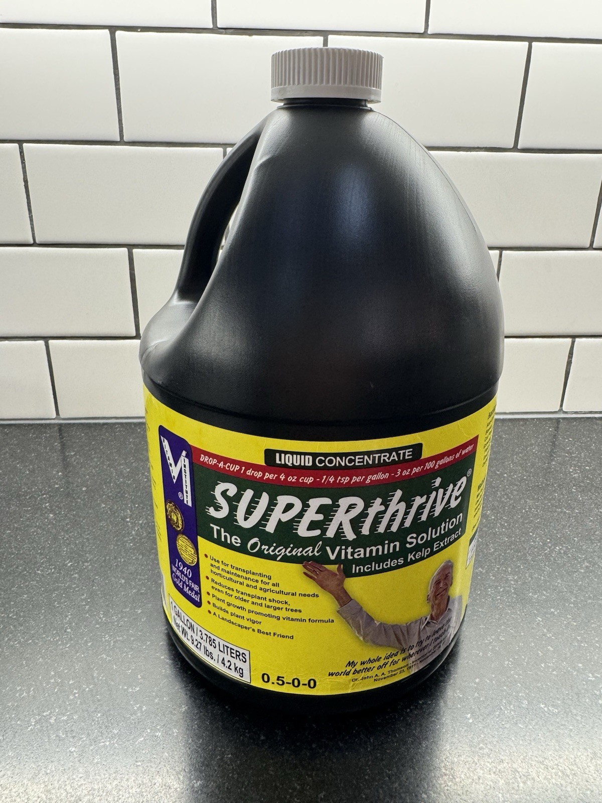 SUPERthrive Plant Vitamin Solution, 1 Gallon, 0.5-0-0 formula with kelp extract