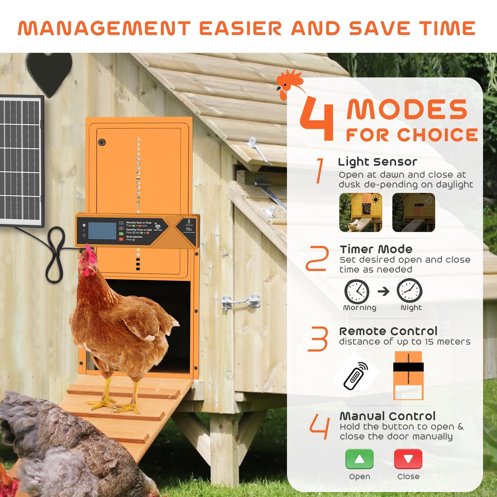Asfrost Large Automatic Chicken Coop Door 4000Mah High Capacity Chicken Coop