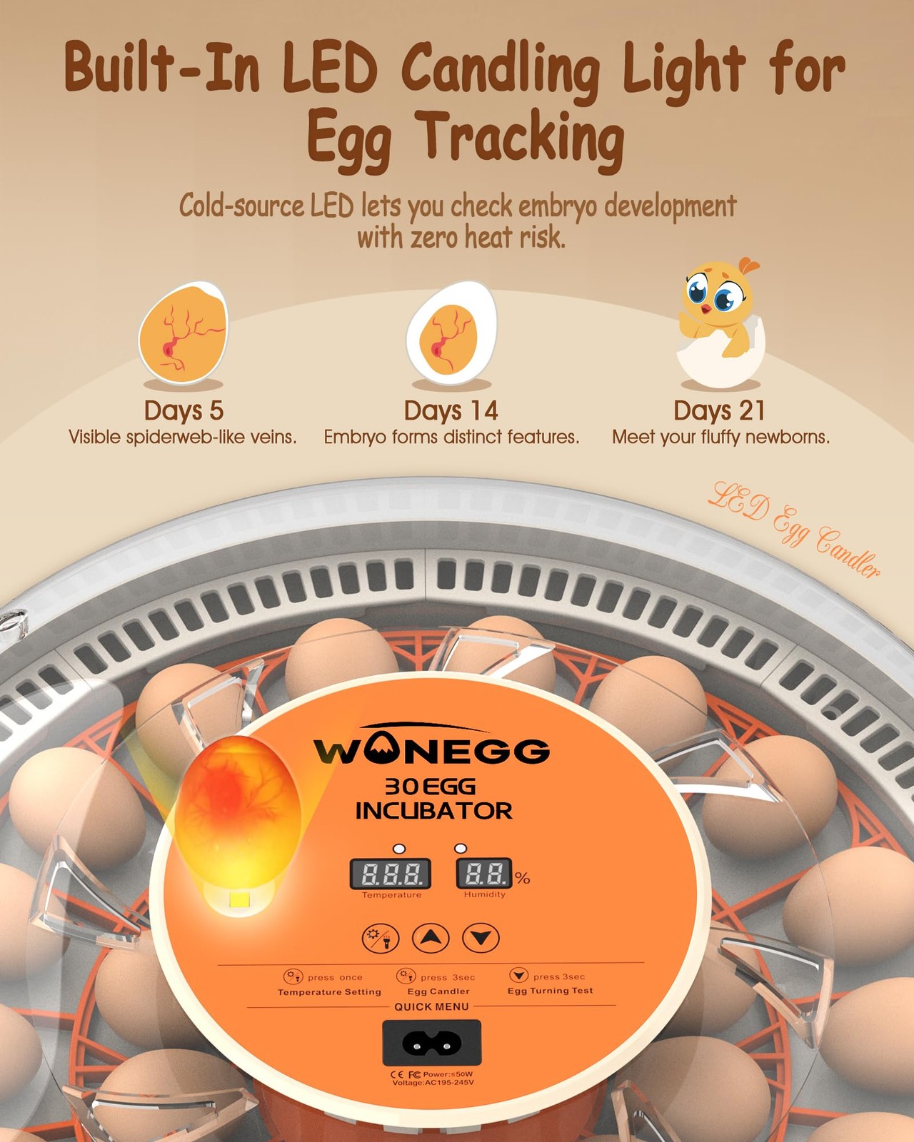 Wonegg Incubators For Hatching Eggs Automatic Egg Turning Auto Temperature