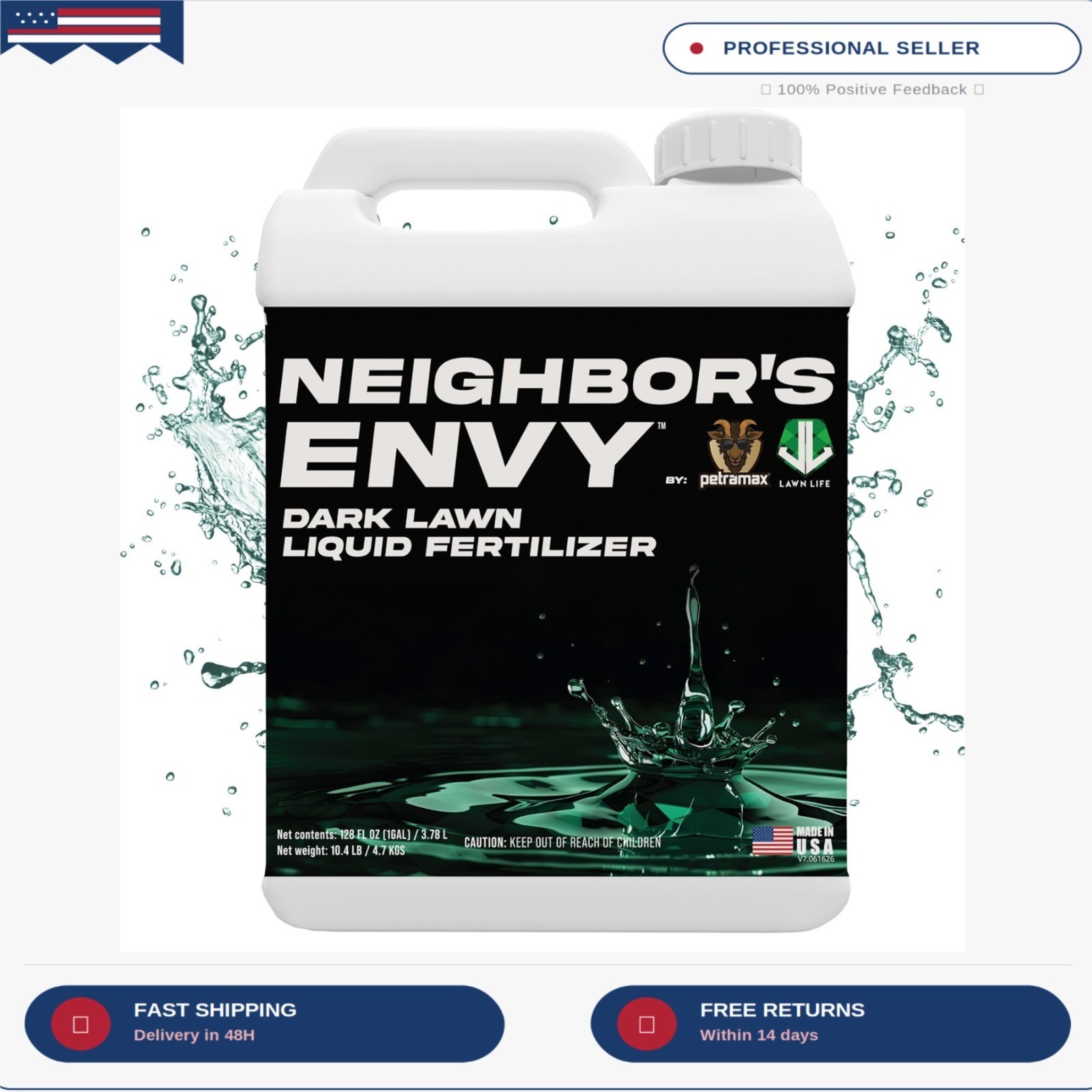 PetraMax Neighbor’s Envy Grass Fertilizer for Lawn & Garden, 1 Gallon Covers up
