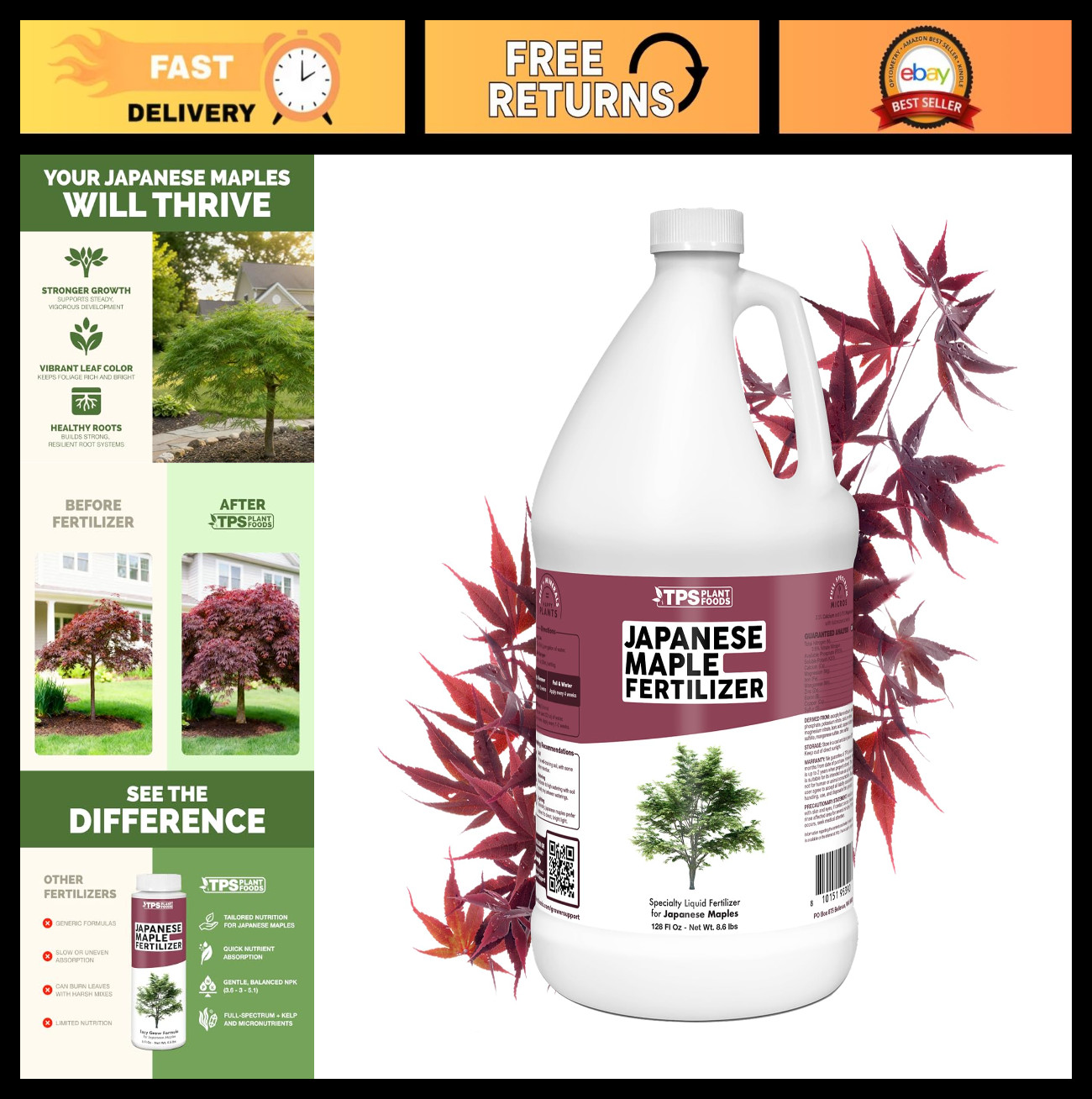 Liquid Fertilizer for Japanese Maple – Vibrant Color, Strong Roots, 1 Gallon