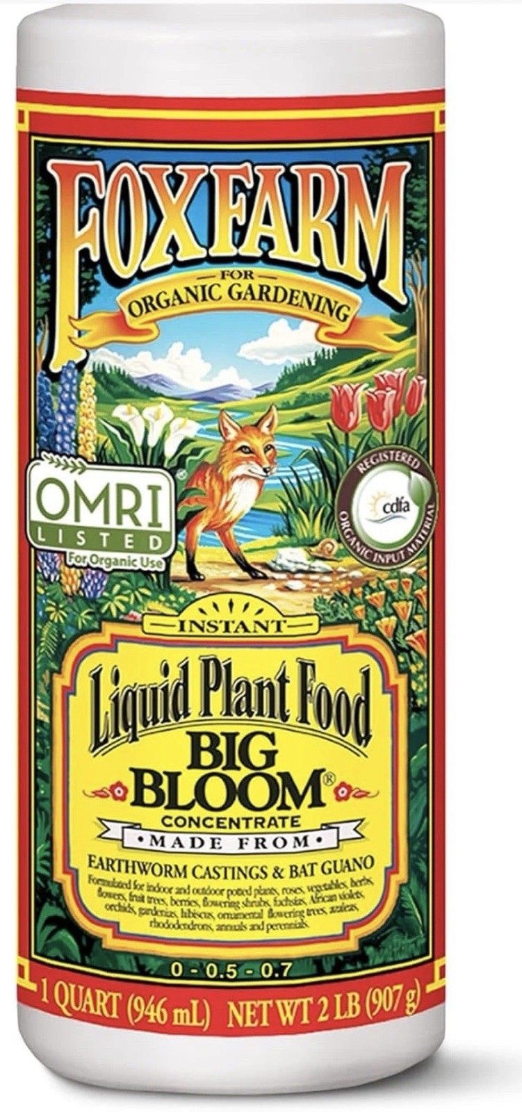 Fox Farm Big Bloom Liquid Plant Food Organic Bloom Fertilizer Flowering &