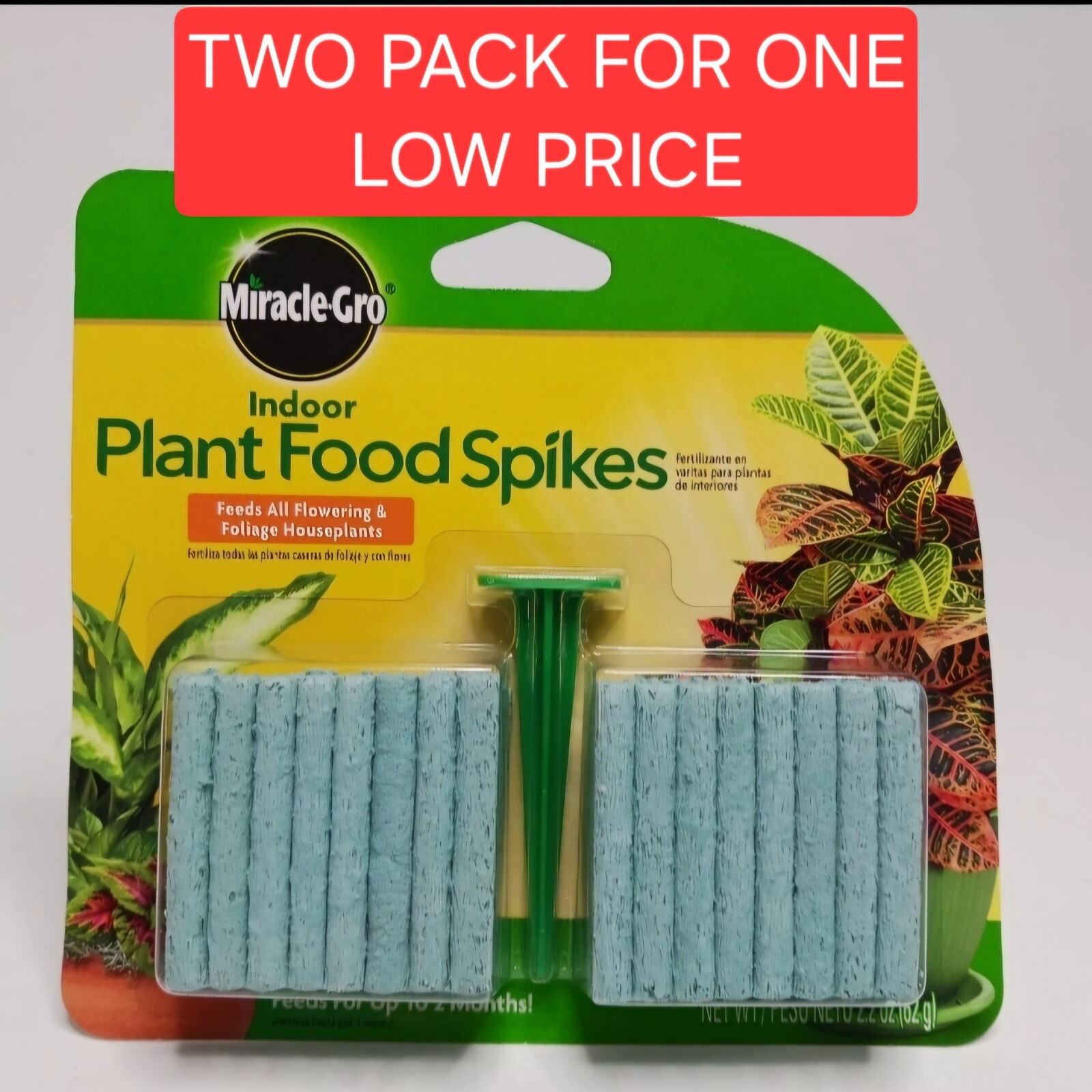 Miracle-Gro Indoor Plant Food 48-Spikes Fertilizer Spikes 2.2Ooz – Two Packs