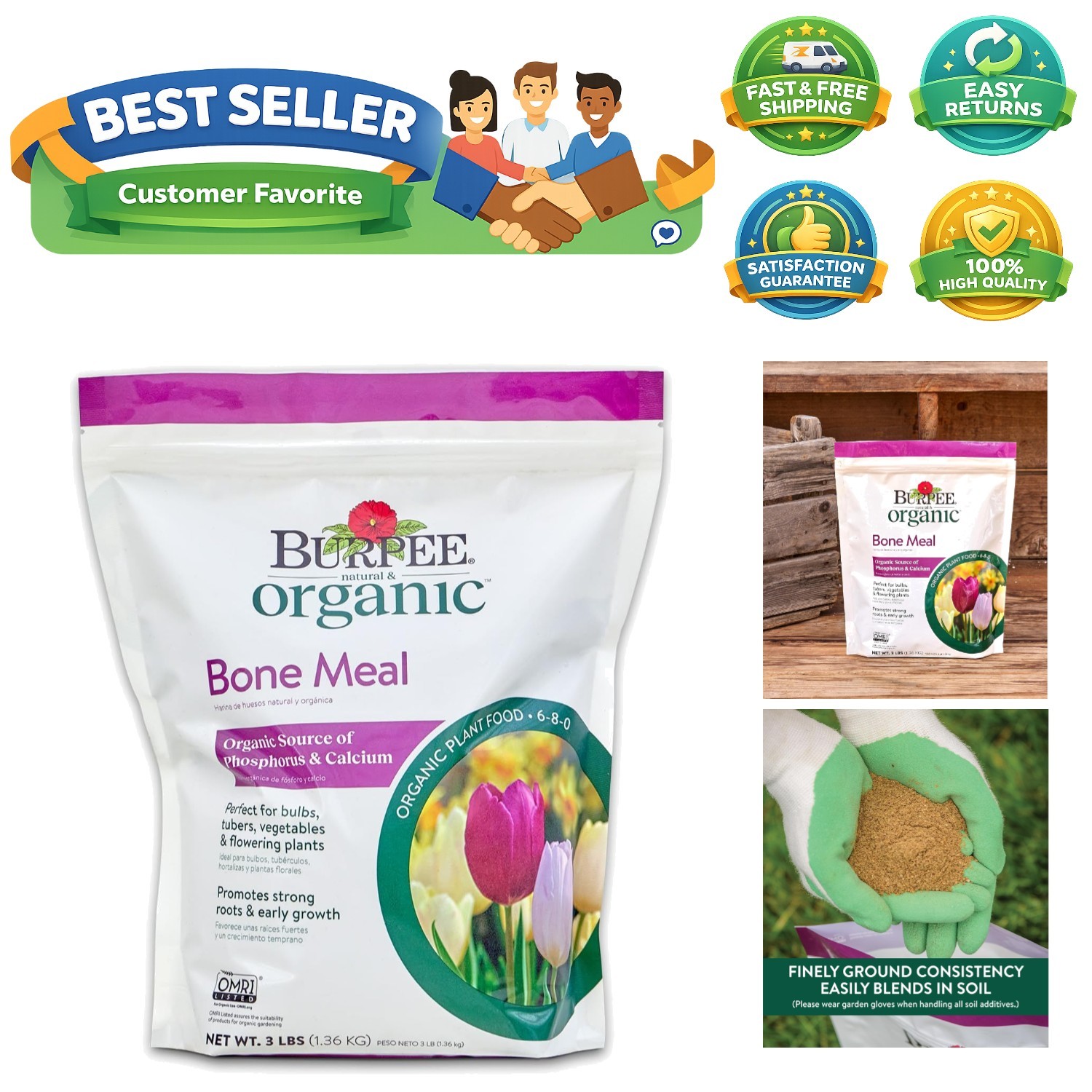Organic Bone Meal Fertilizer – 3 lb for Strong Root Development & Vibrant Blooms