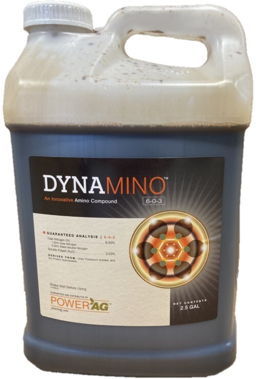 DynaMino 2.5 Gallons, 6-0-3 liquid fertilizer/micronutrient, reduce crop stress