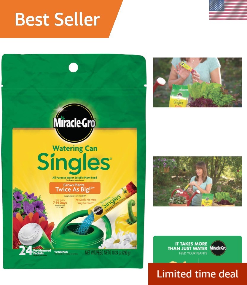 Miracle-Gro Watering Can Singles – 24 Pre-Measured Plant Food Packets 10.24oz