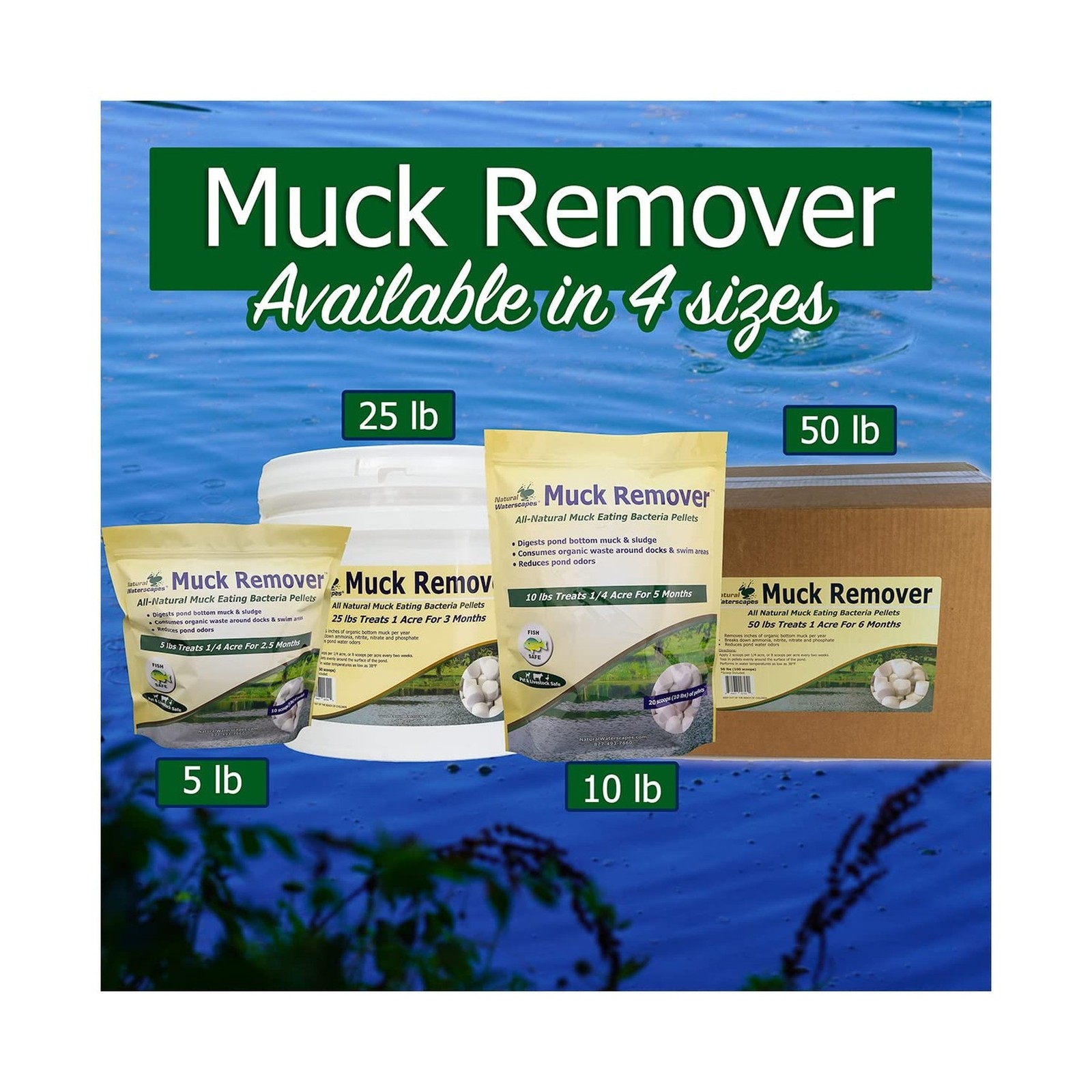 Muck Remover Pellets 10 lb Pond Tablets Treats 2.5 Acres – Pond Sludge Remove…
