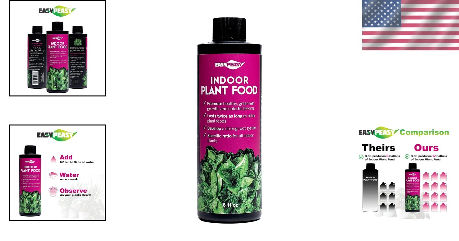 All-Purpose Liquid Fertilizer for Indoor Plants – High Concentrate 8 Fl Oz
