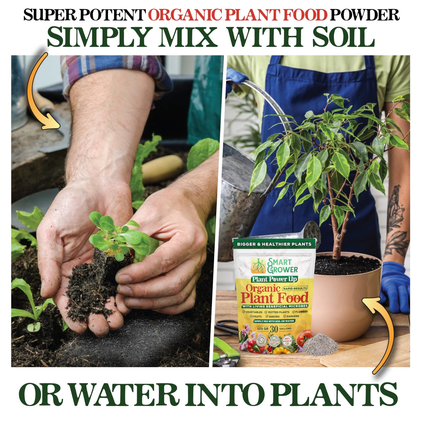 Organic Plant Food with Beneficial Microbes, Fast Acting Vegan 125 Grams