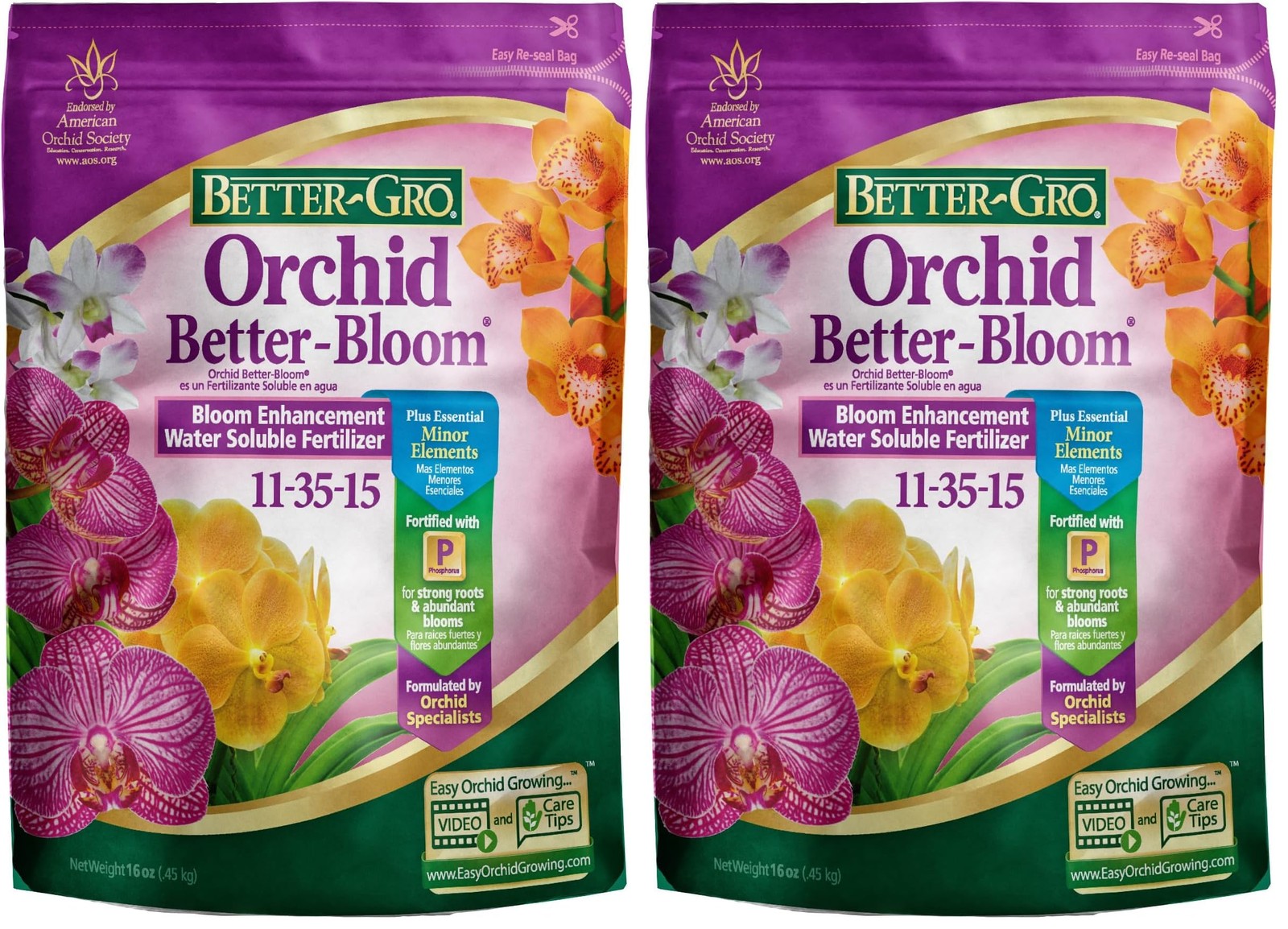Better-Gro Orchid Better-Bloom Fertilizer, 11-35-15 1 Set (Pack of 2), multi