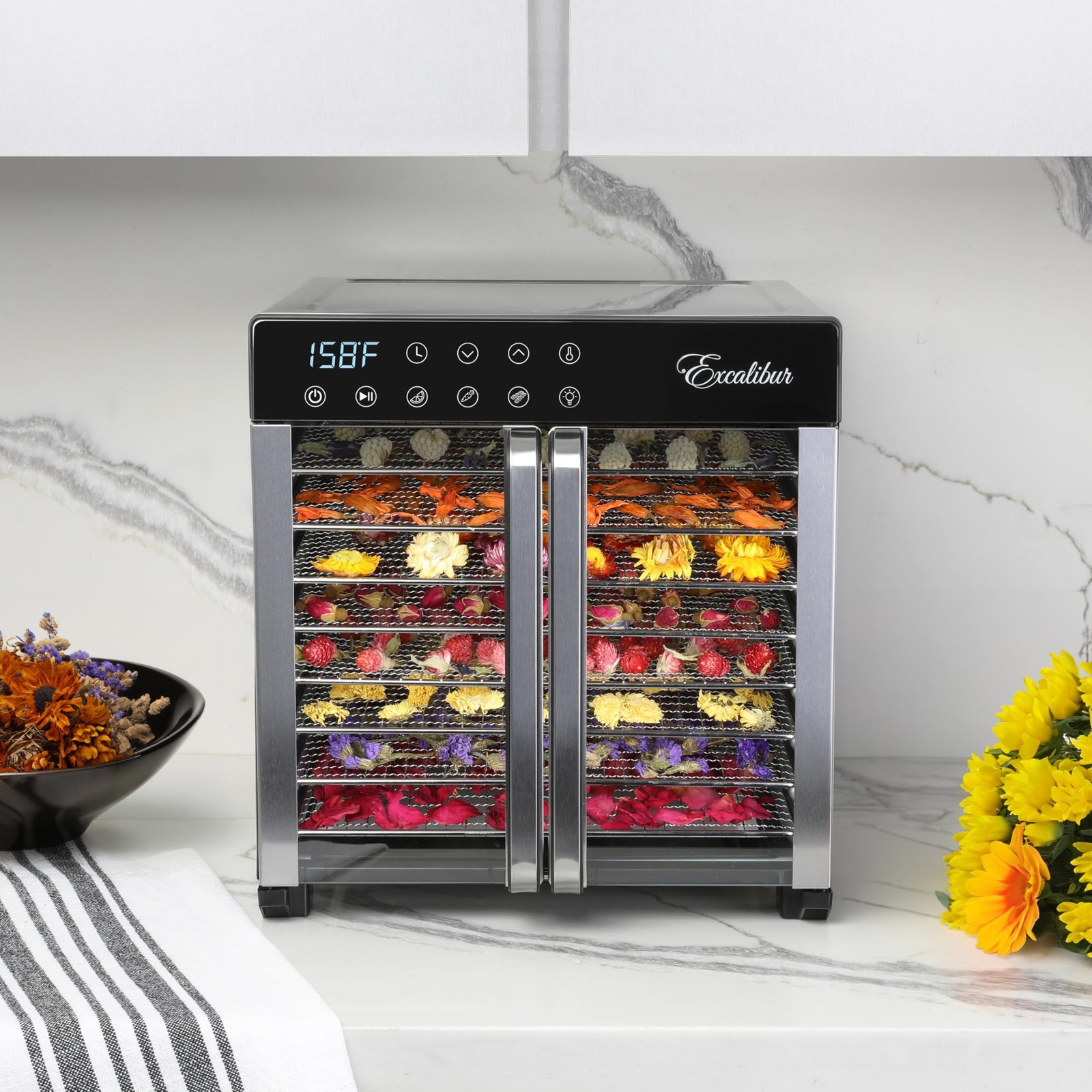 Excalibur Food Dehydrator 8-Tray for Jerky, Fruit, Vegetables, Herbs, Pet Tre…