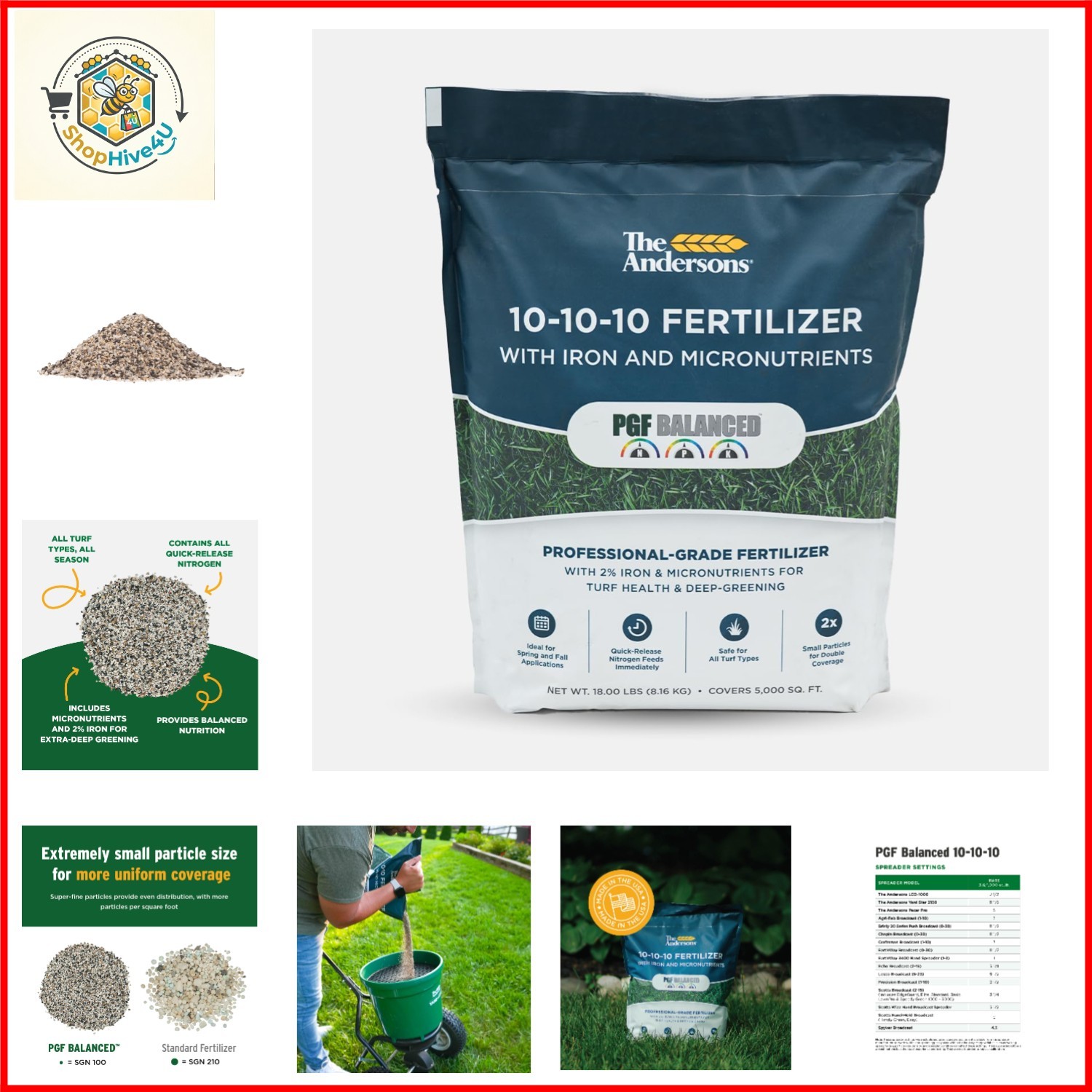 PGF Balanced 10-10-10 Fertilizer with Micronutrients and 2% Iron 5,000 sq ft