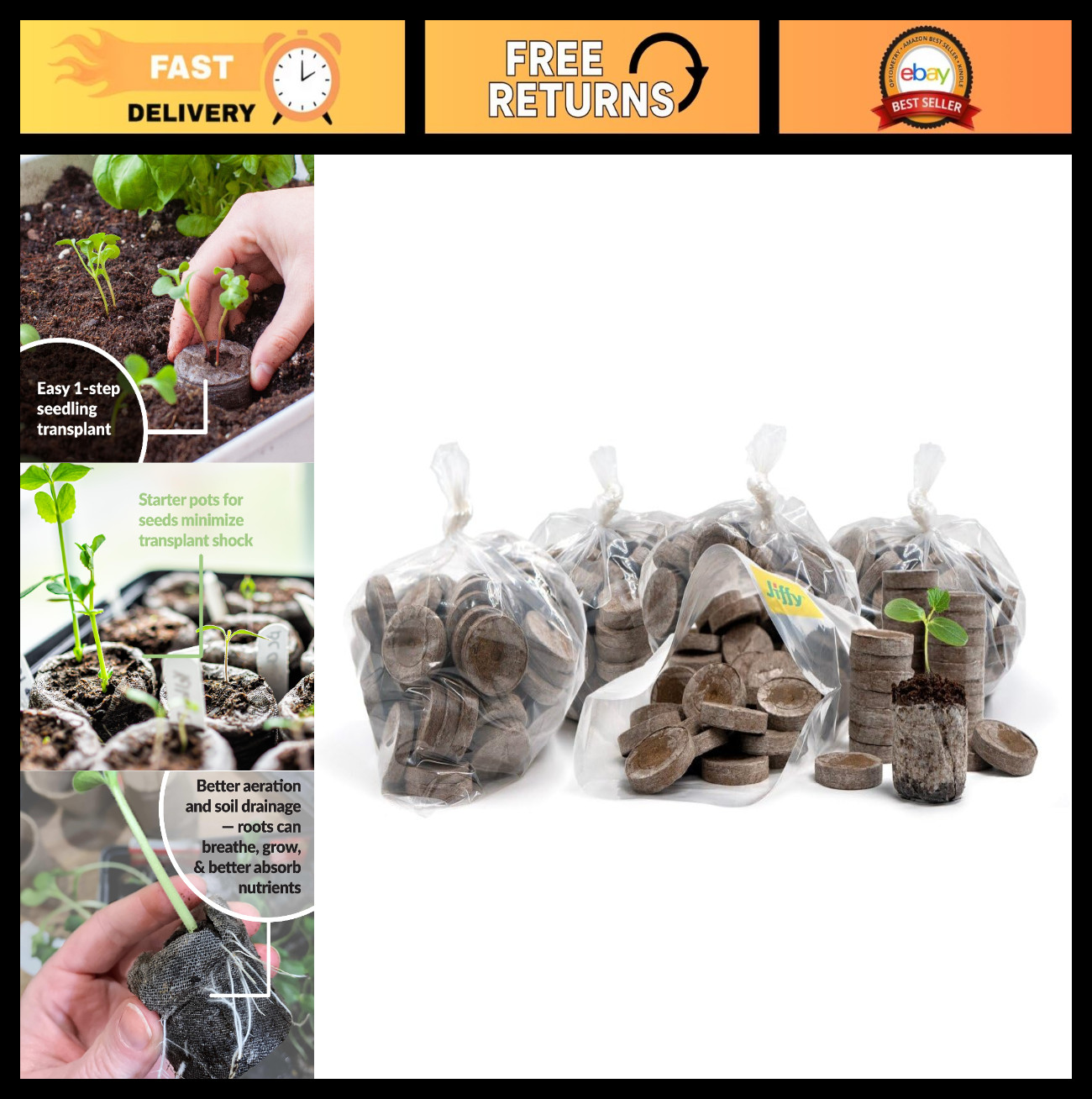Peat Soil Pellets Seed Starter Plugs for Indoor Seedlings – 500 Count Planting P