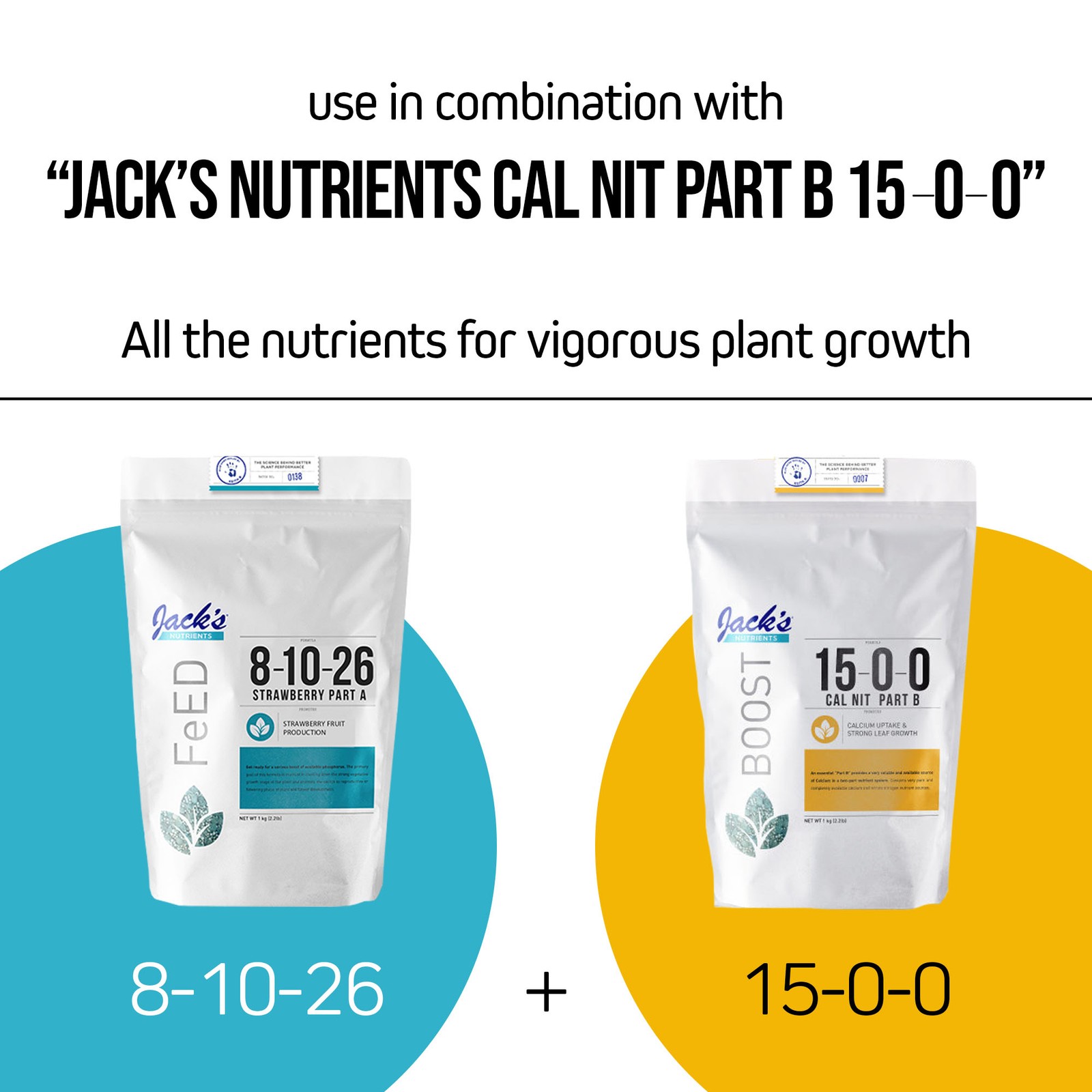 Jack’s Nutrients 8-10-26 Strawberry Part A Water-Soluble Fertilizer, 2.2lbs