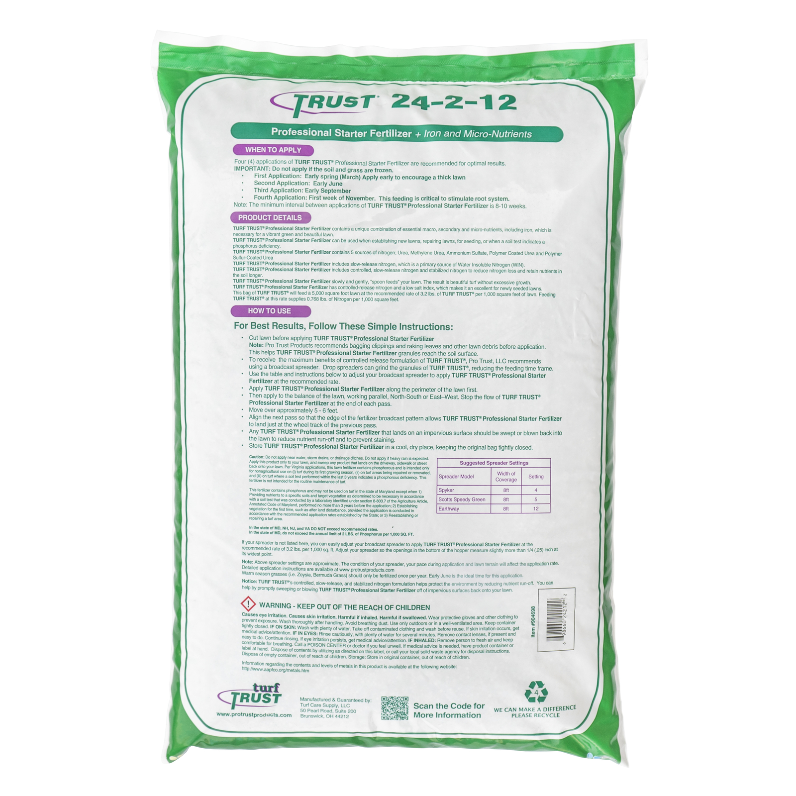 Turf Trust Lawn Starter Formula 24-2-12 (15.6 lb)