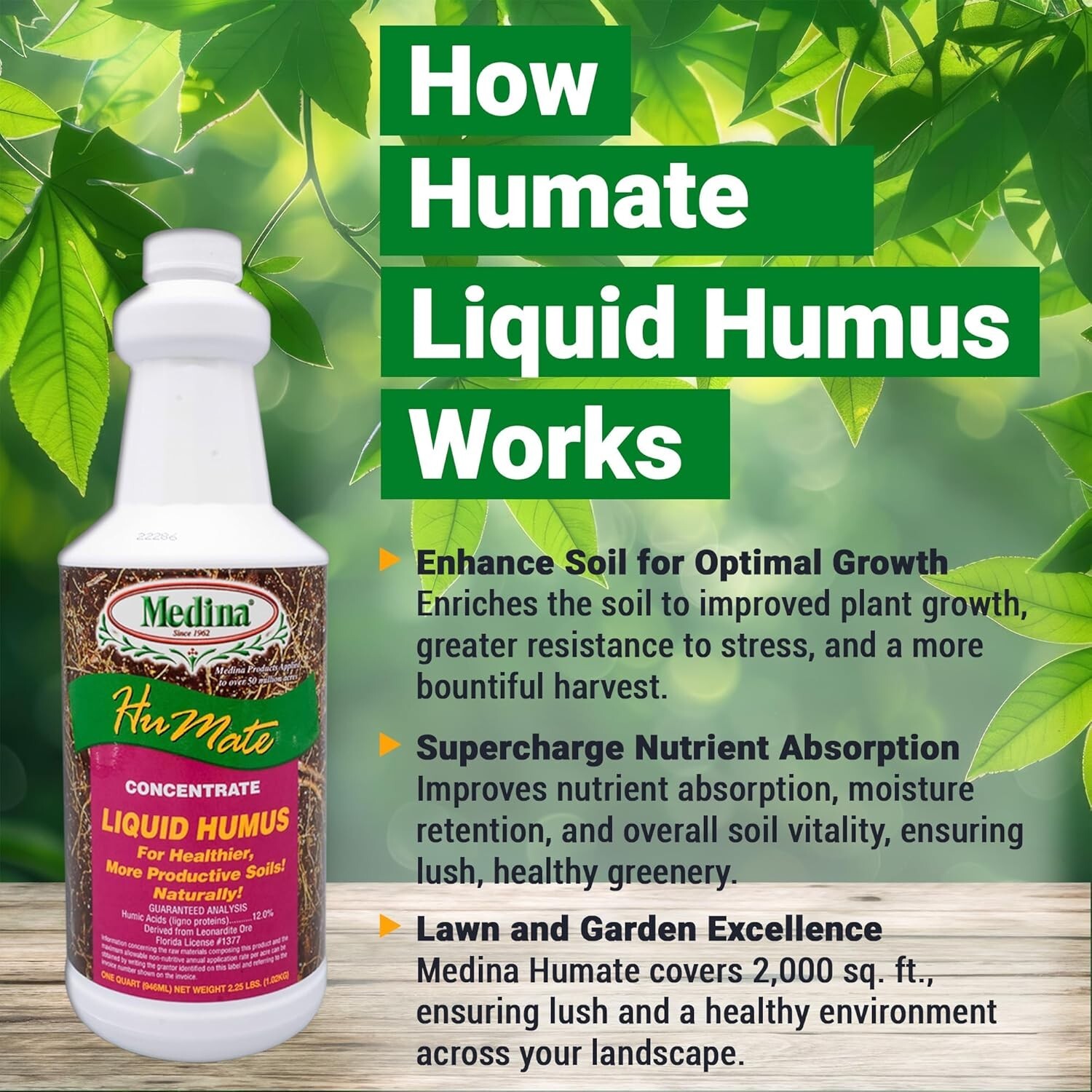 HuMate Liquid Humus – Humic Acid and Plant Nutrients 32 fl oz by Medina