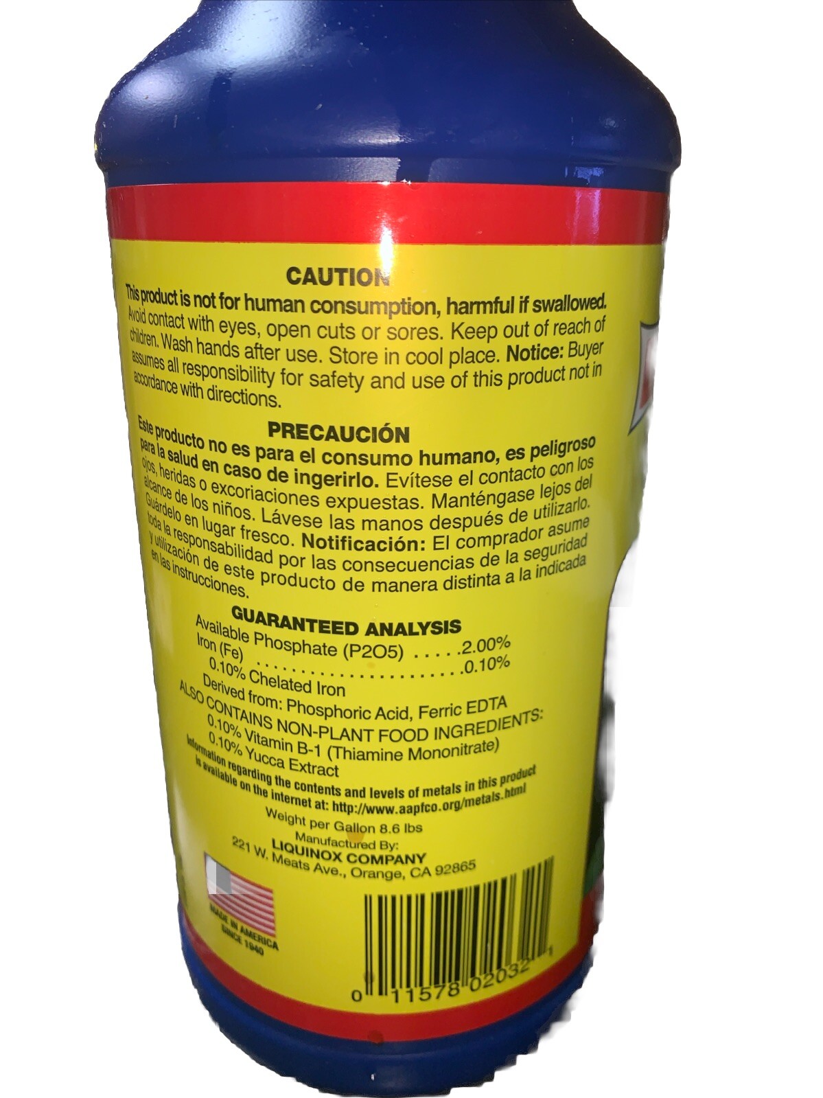 Liquinox Start Vitamin B-1 Transplant solution bottle 32oz