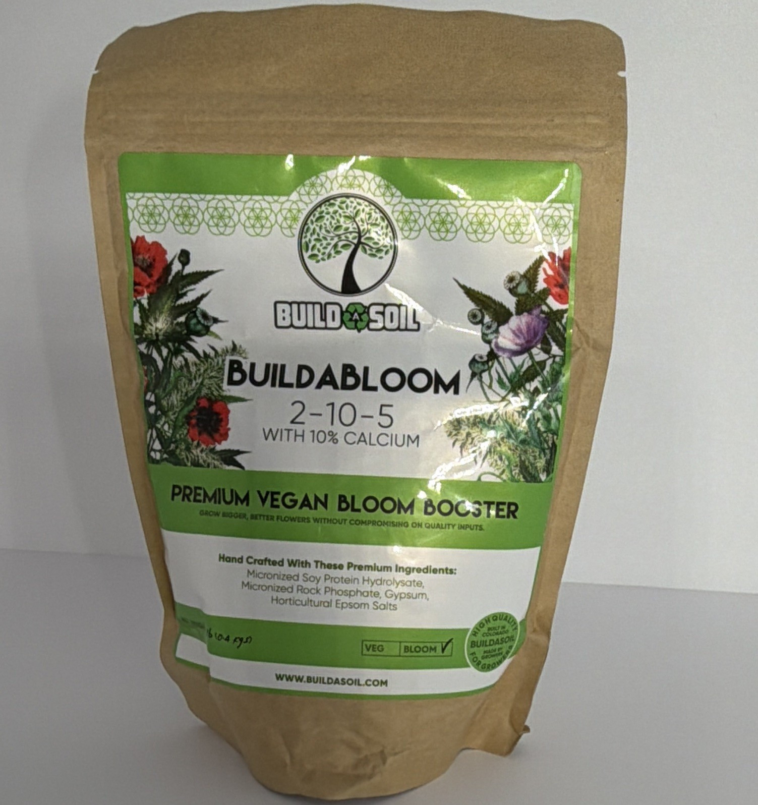 BuildASoil BuildABloom 2-10-5 Vegan Bloom Booster Fertilizer Powder 1 lb Bag